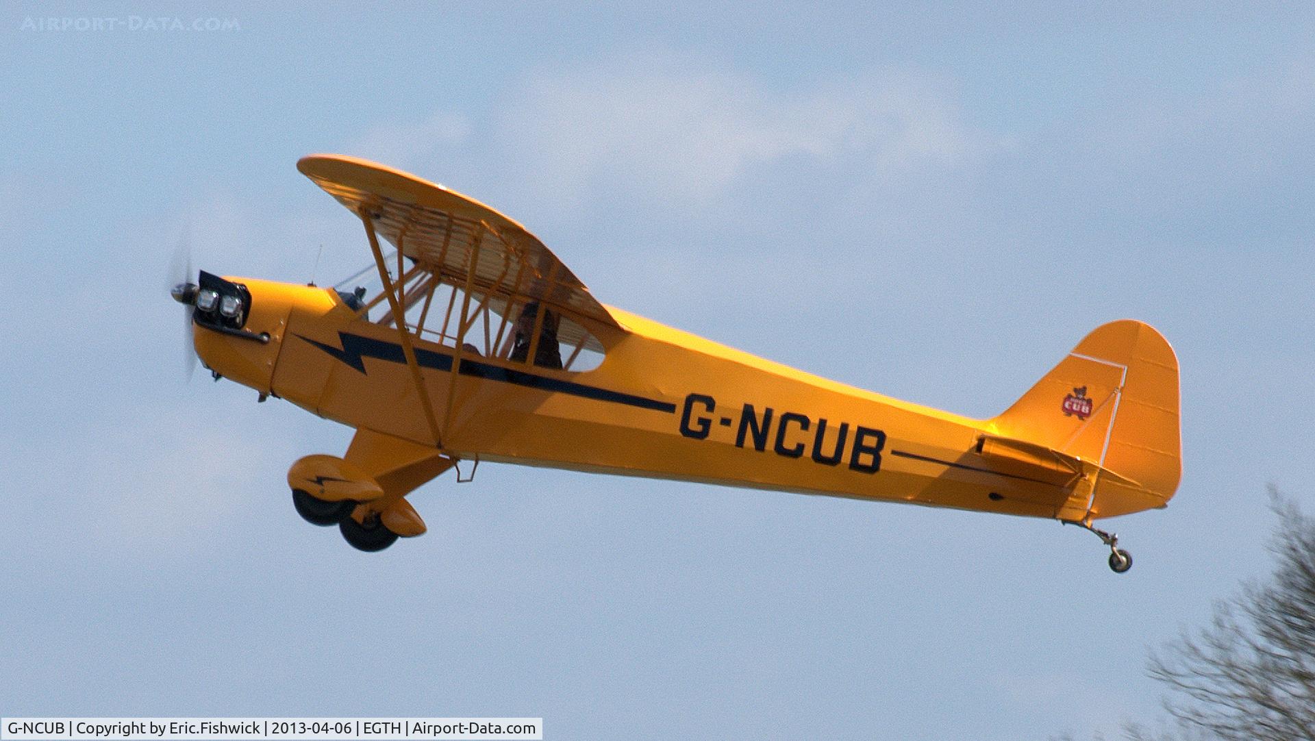 G-NCUB, 1944 Piper L-4H Grasshopper (J3C-65D) C/N 11599, 4. G-NCUB departing Shuttleworth (Old Warden) Aerodrome.