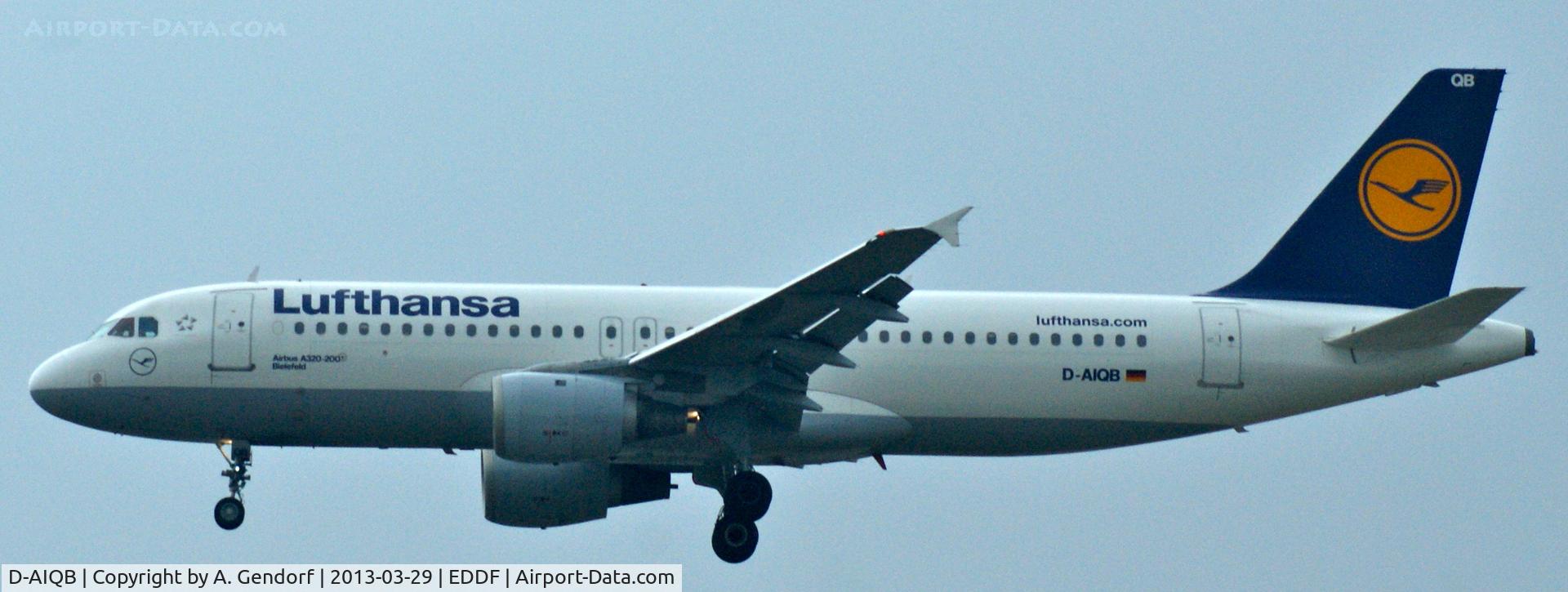 D-AIQB, 1991 Airbus A320-211 C/N 0200, Lufthansa, seen here on short finals RWY 25L at Frankfurt Int´l (EDDF)