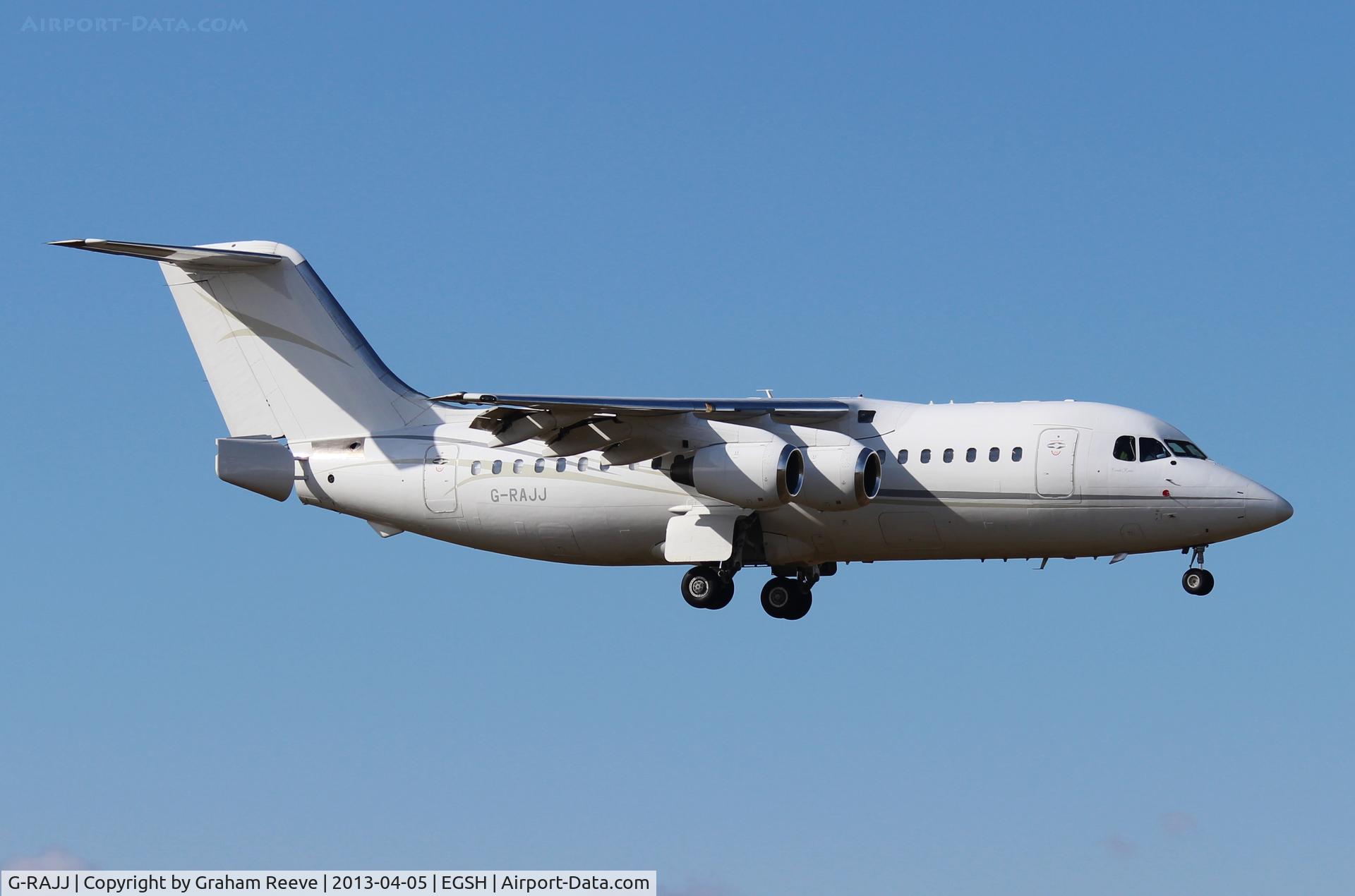 G-RAJJ, 1988 British Aerospace BAe.146-200 C/N E2108, About to touch down.