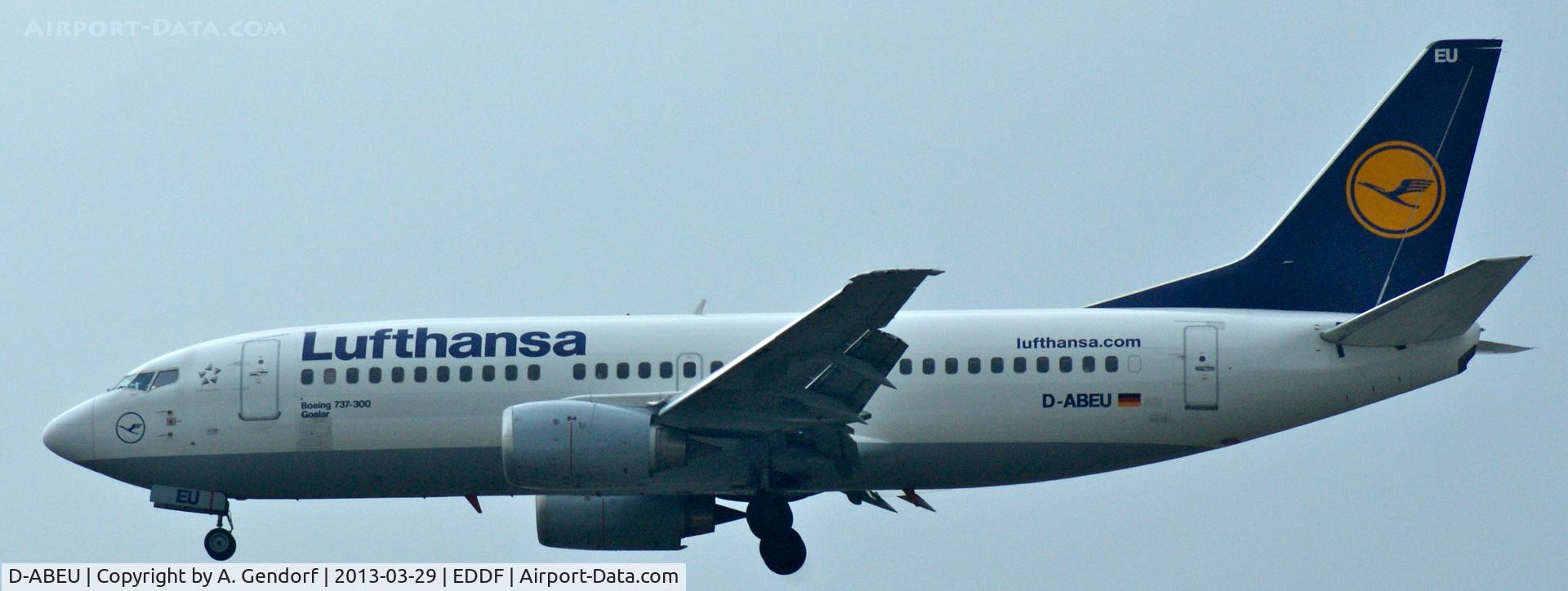 D-ABEU, 1995 Boeing 737-330 C/N 27904, Lufthansa, is reaching the homebase at Frankfurt Int´l (EDDF)