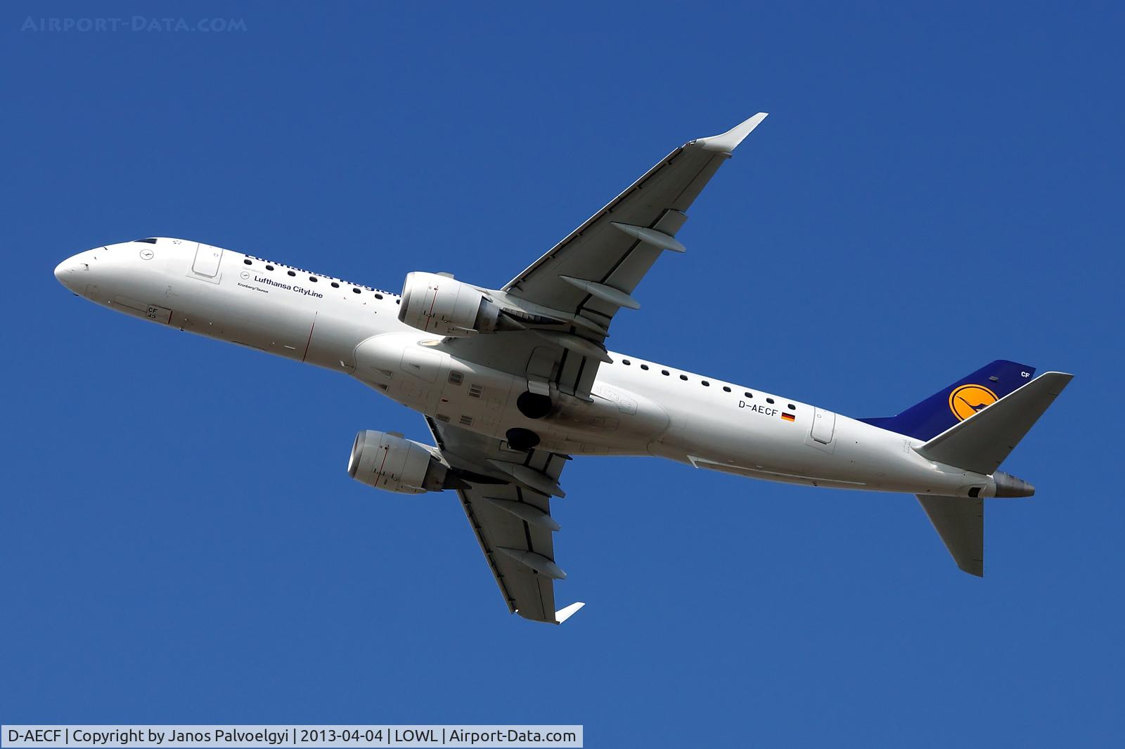 D-AECF, 2010 Embraer 190LR (ERJ-190-100LR) C/N 19000359, Lufthansa Embraer ERJ-190-100LR after take off in LOWL/LNZ