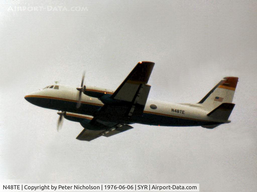 N48TE, 1960 Grumman G-159 Gulfstream 1 C/N 34, Gulfstream I of Eastman-Kodak departing Syracuse in June 1976.