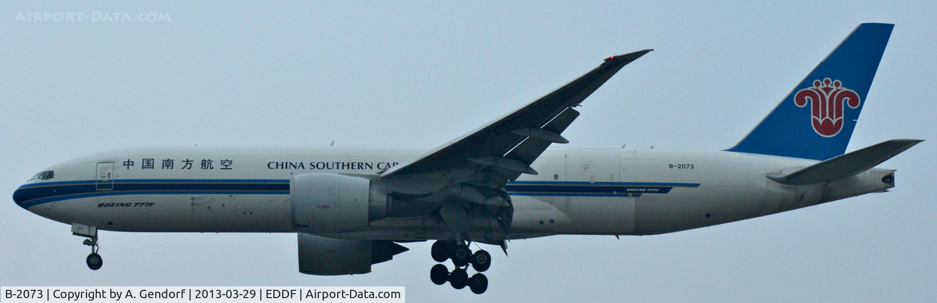 B-2073, 2009 Boeing 777-F1B C/N 37311, China Southern Cargo, just arriving from Shanghai Pudong (ZSPD) at Frankfurt Int´l (EDDF)