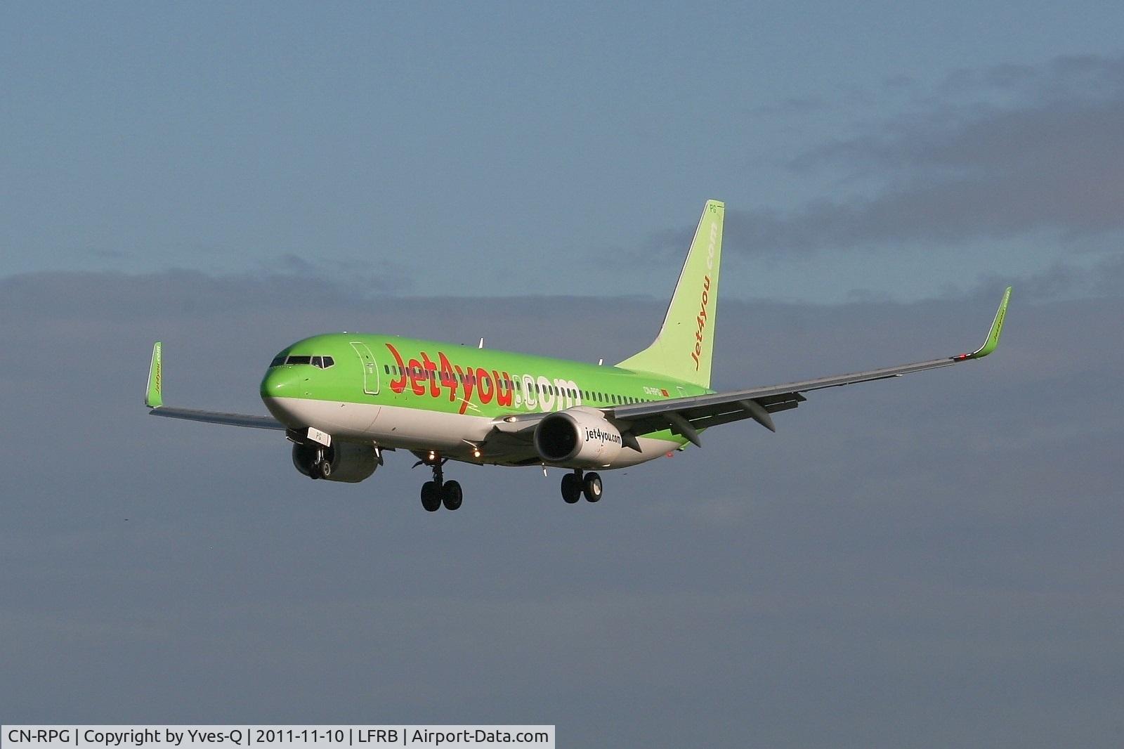 CN-RPG, 2007 Boeing 737-8K5 C/N 34692, Boeing 737-8K5, JetairFly, On final rwy 25L, Brest-Bretagne Airport (LFRB-BES)