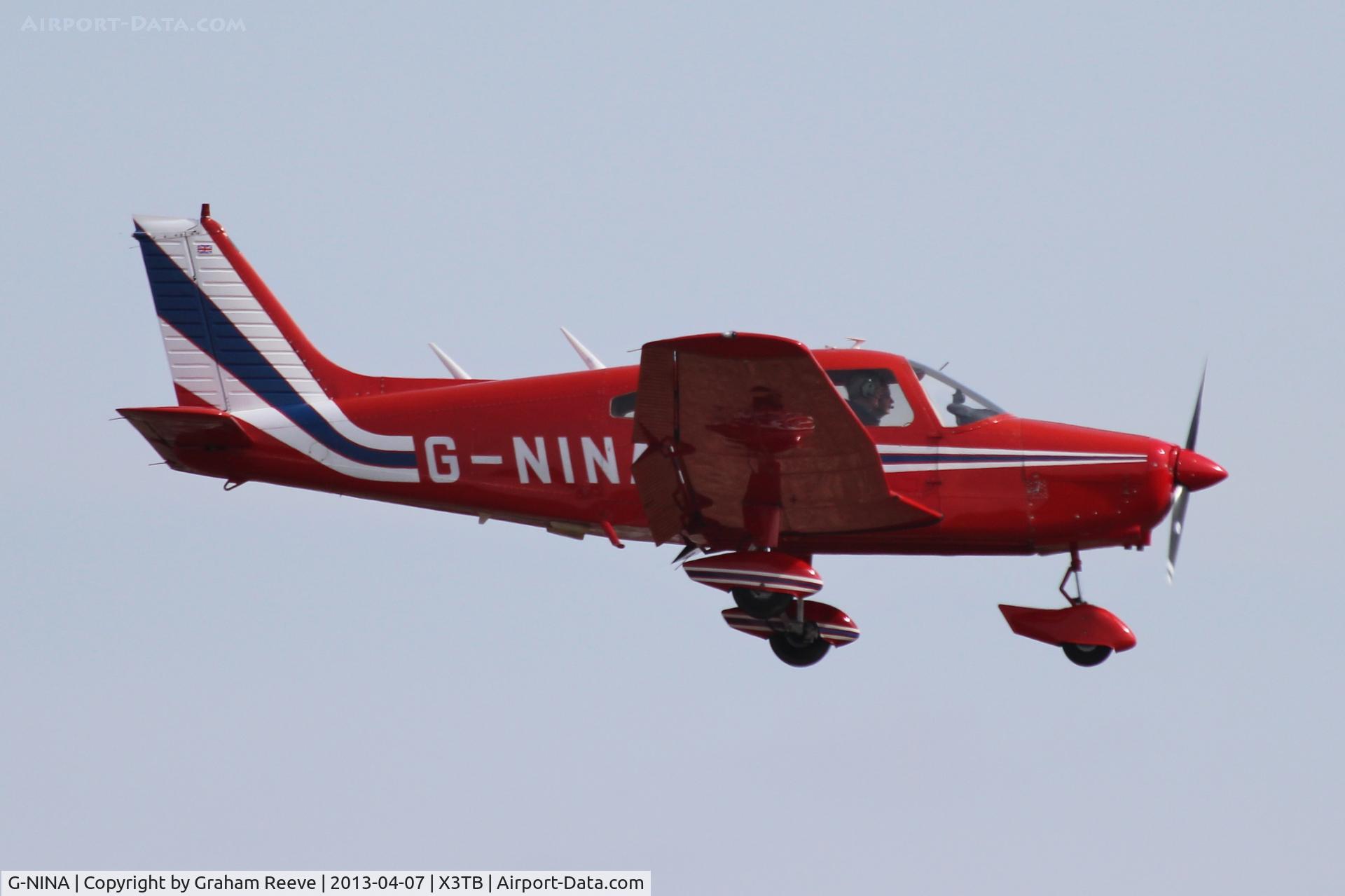 G-NINA, 1977 Piper PA-28-161 Cherokee Warrior II C/N 28-7716162, About to touch down at Tibenham.