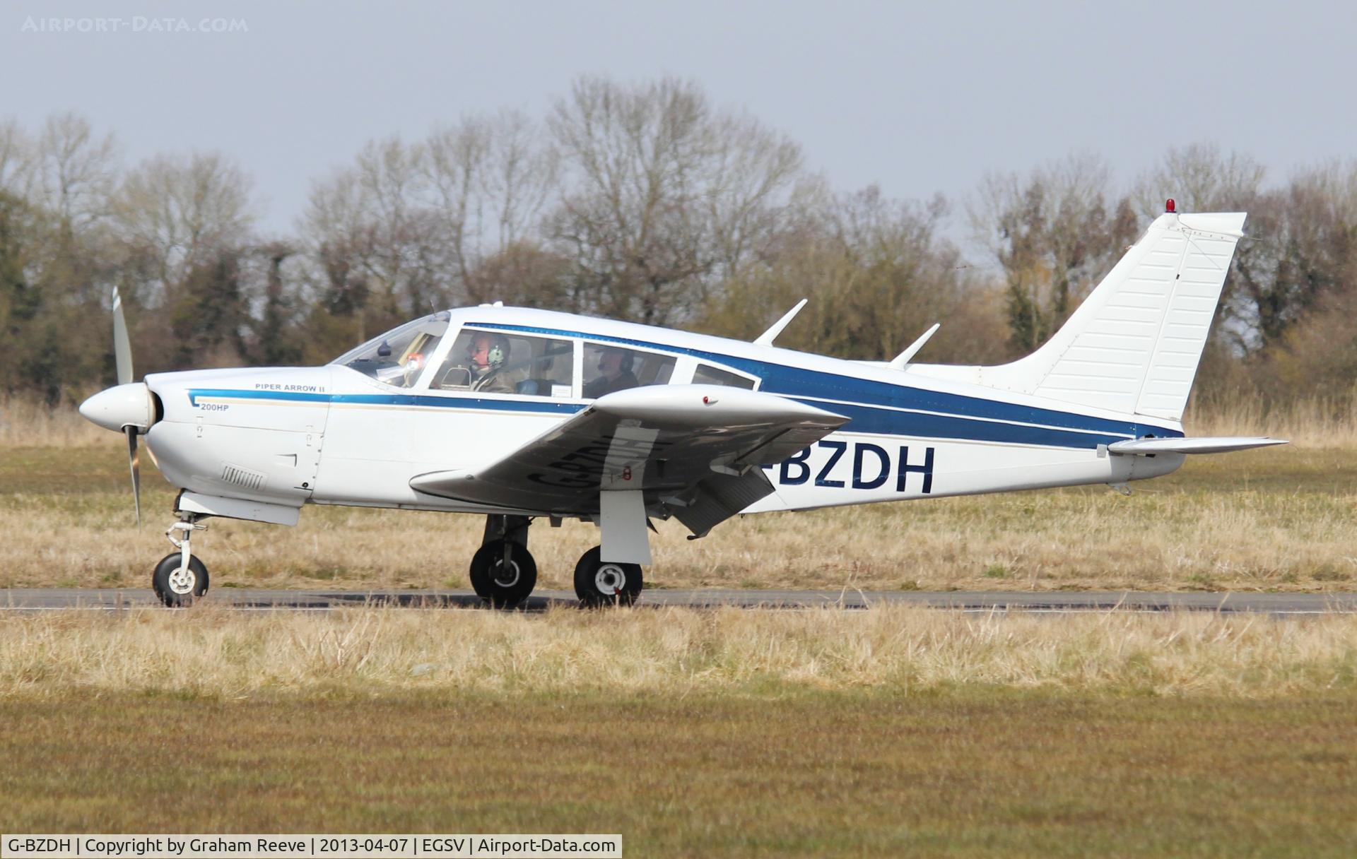G-BZDH, 1972 Piper PA-28R-200 Cherokee Arrow C/N 28R-7235028, Just landed.