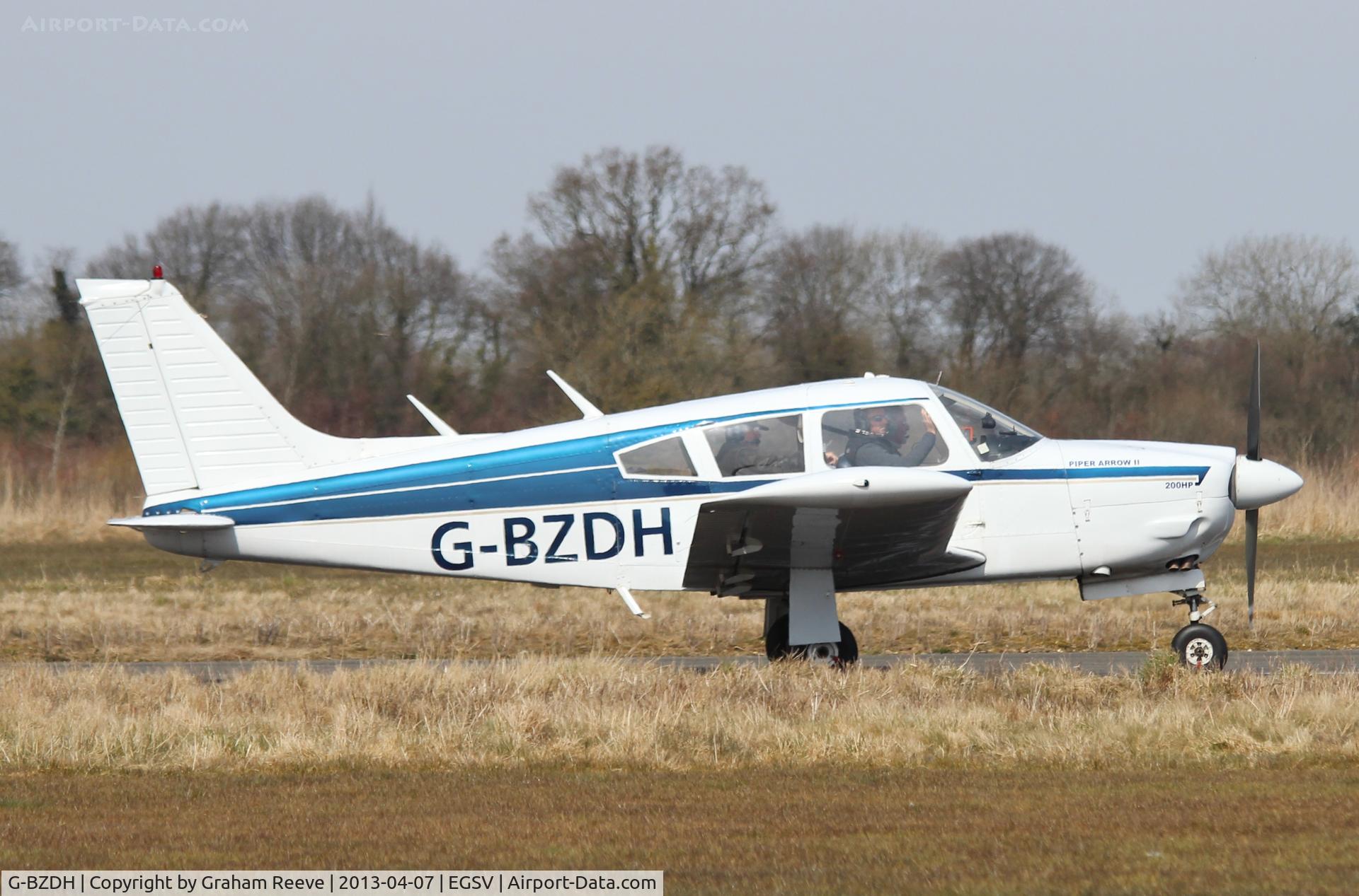 G-BZDH, 1972 Piper PA-28R-200 Cherokee Arrow C/N 28R-7235028, Just landed.