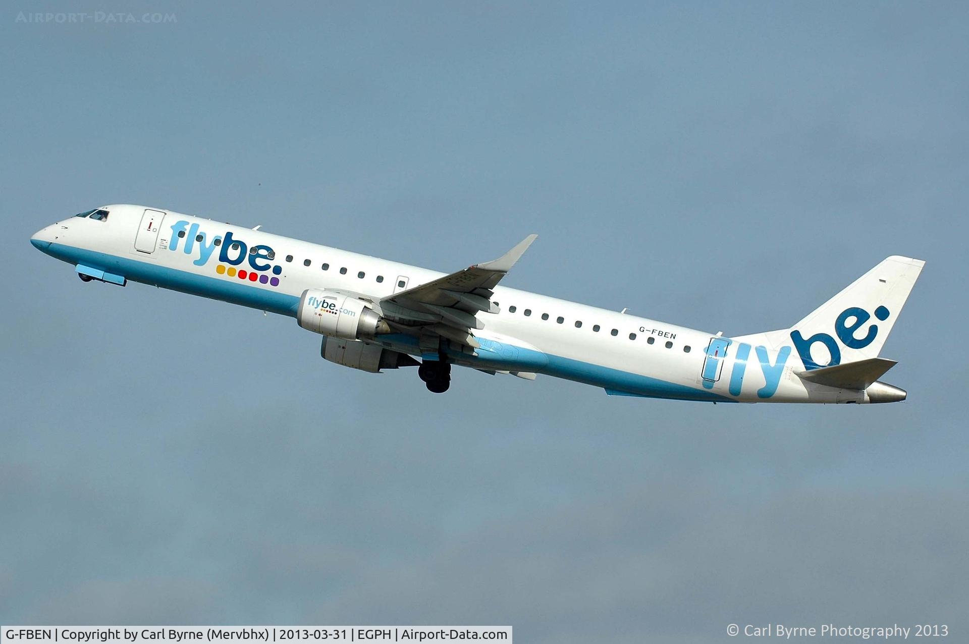 G-FBEN, 2008 Embraer 195LR (ERJ-190-200LR) C/N 19000213, Taken from the Ingliston showground.