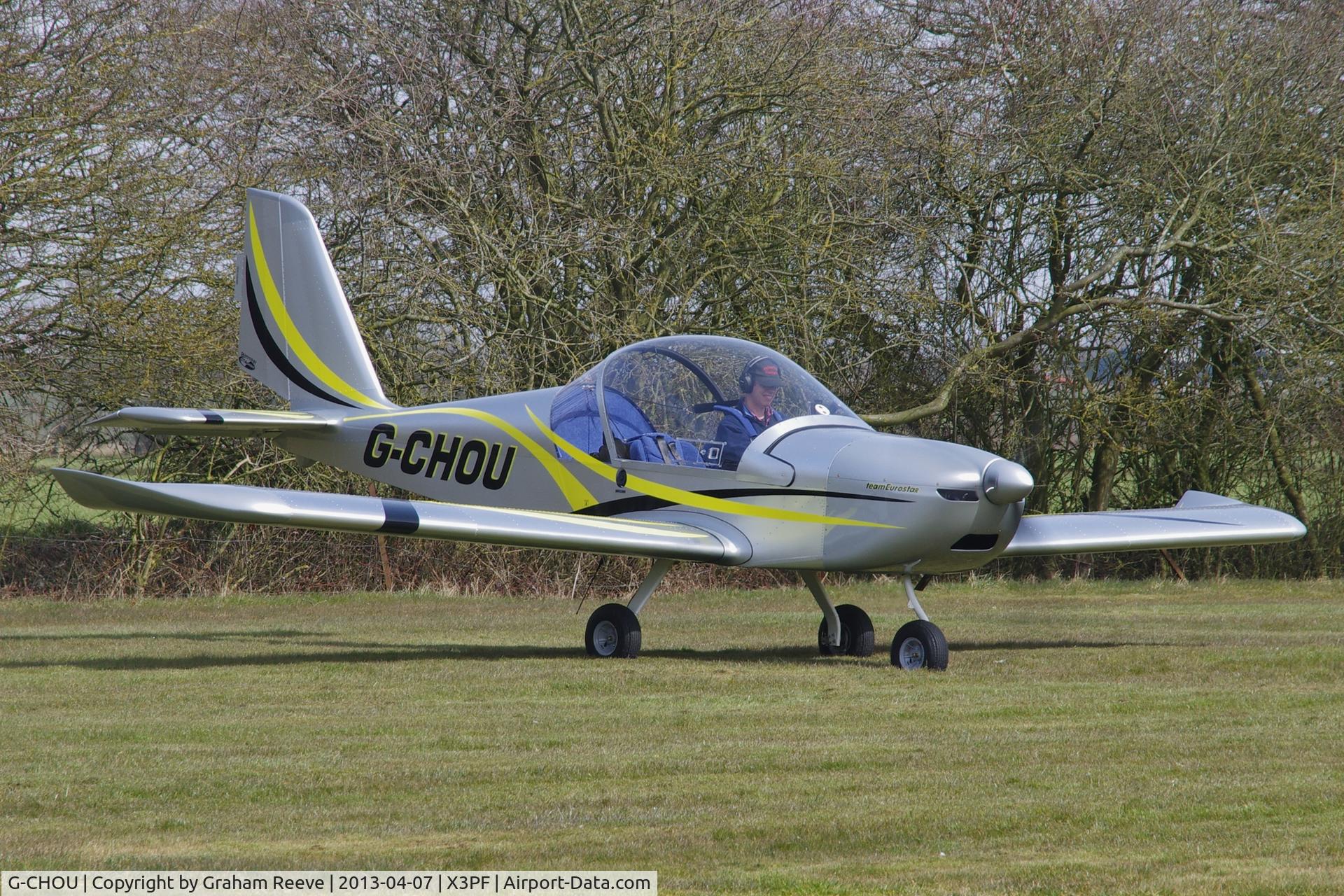 G-CHOU, 2012 Cosmik EV-97 TeamEurostar UK C/N 4102, About to depart from Priory Farm.