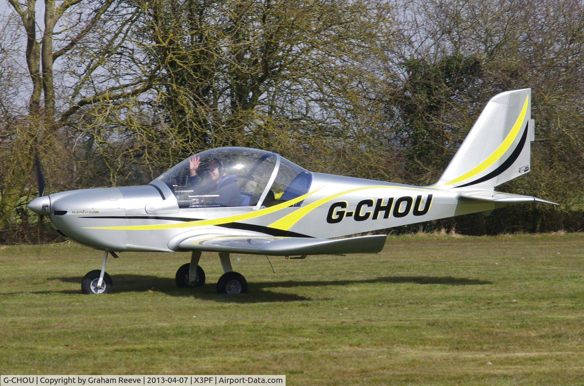 G-CHOU, 2012 Cosmik EV-97 TeamEurostar UK C/N 4102, About to depart from Priory Farm.