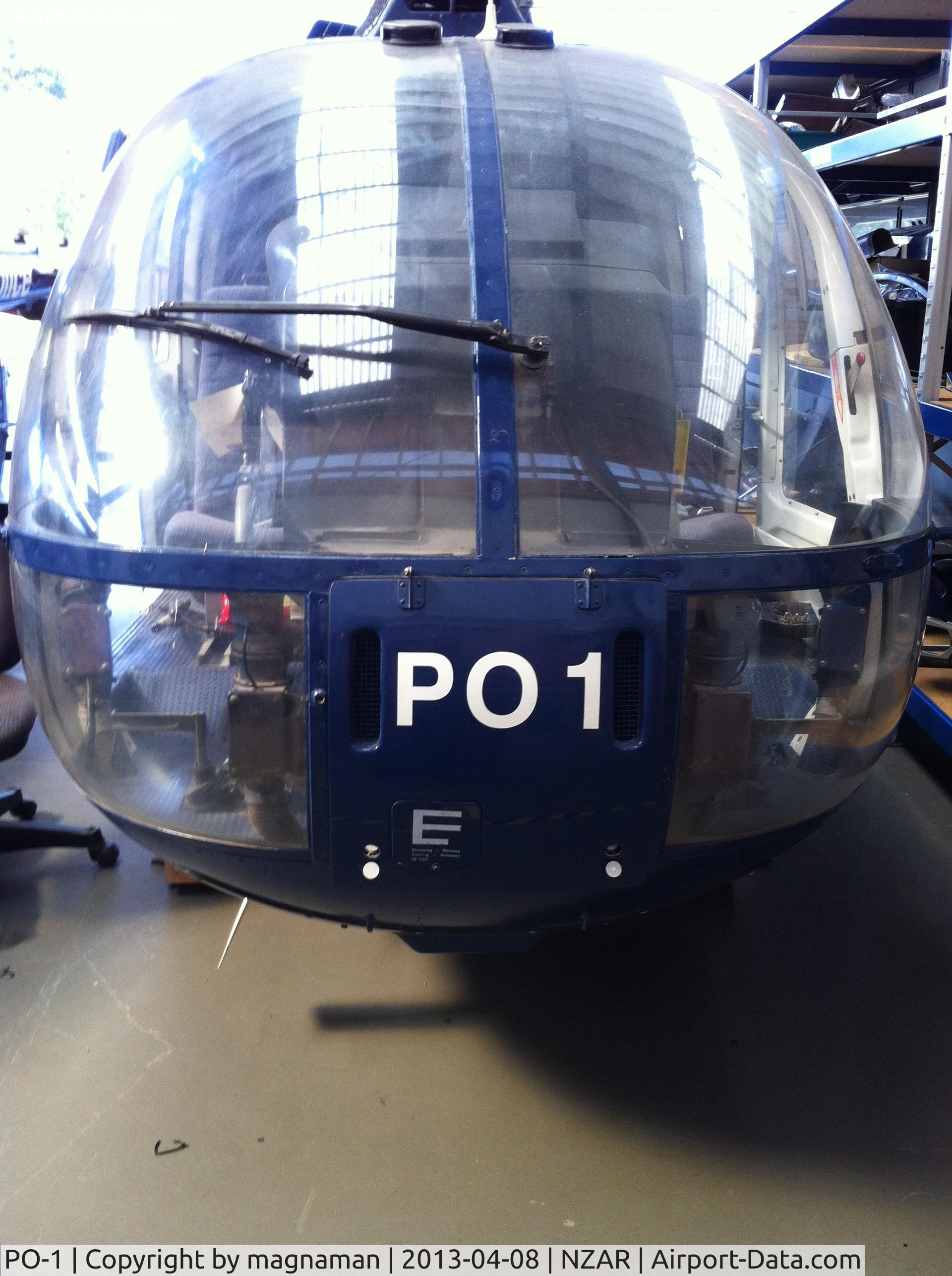 PO-1, MBB Bo-105 C/N S-797, Awaiting refurb work at Oceania.