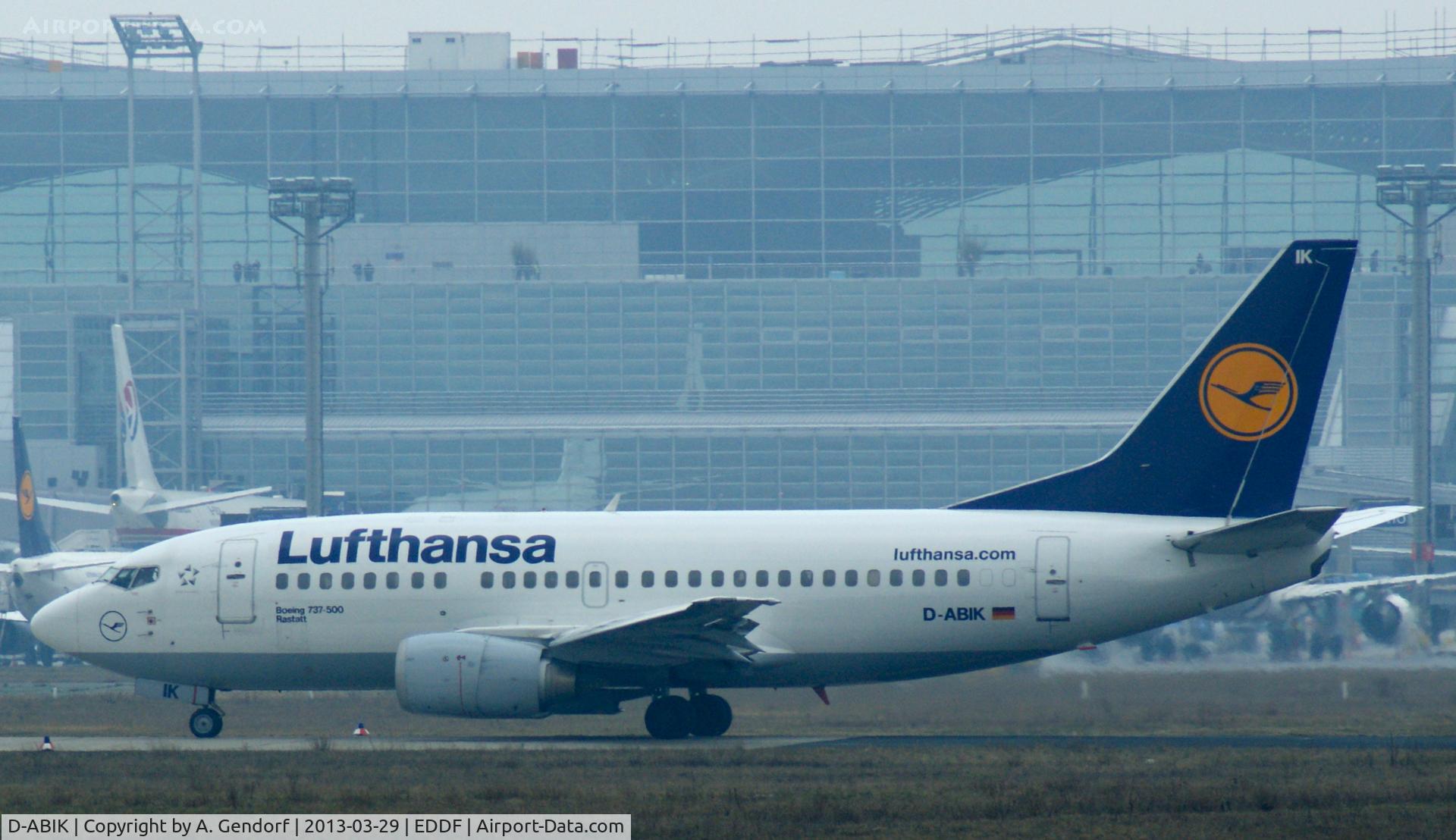 D-ABIK, 1991 Boeing 737-530 C/N 24823, Lufthansa, seen here waiting for take off clearence in front of Terminal 2 at Frankfurt Int´l (EDDF)