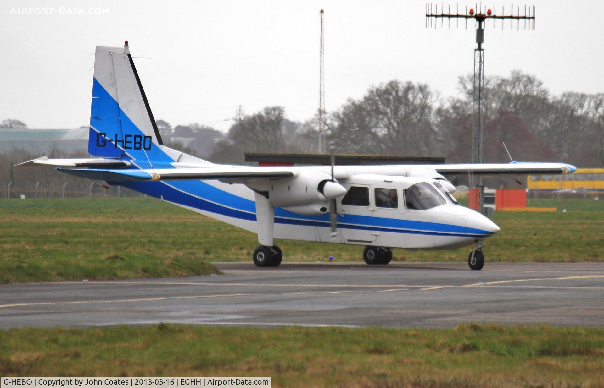 G-HEBO, 1993 Pilatus Britten-Norman BN-2B-20 Islander C/N 2268, ex G-BUBK arriving for repaint