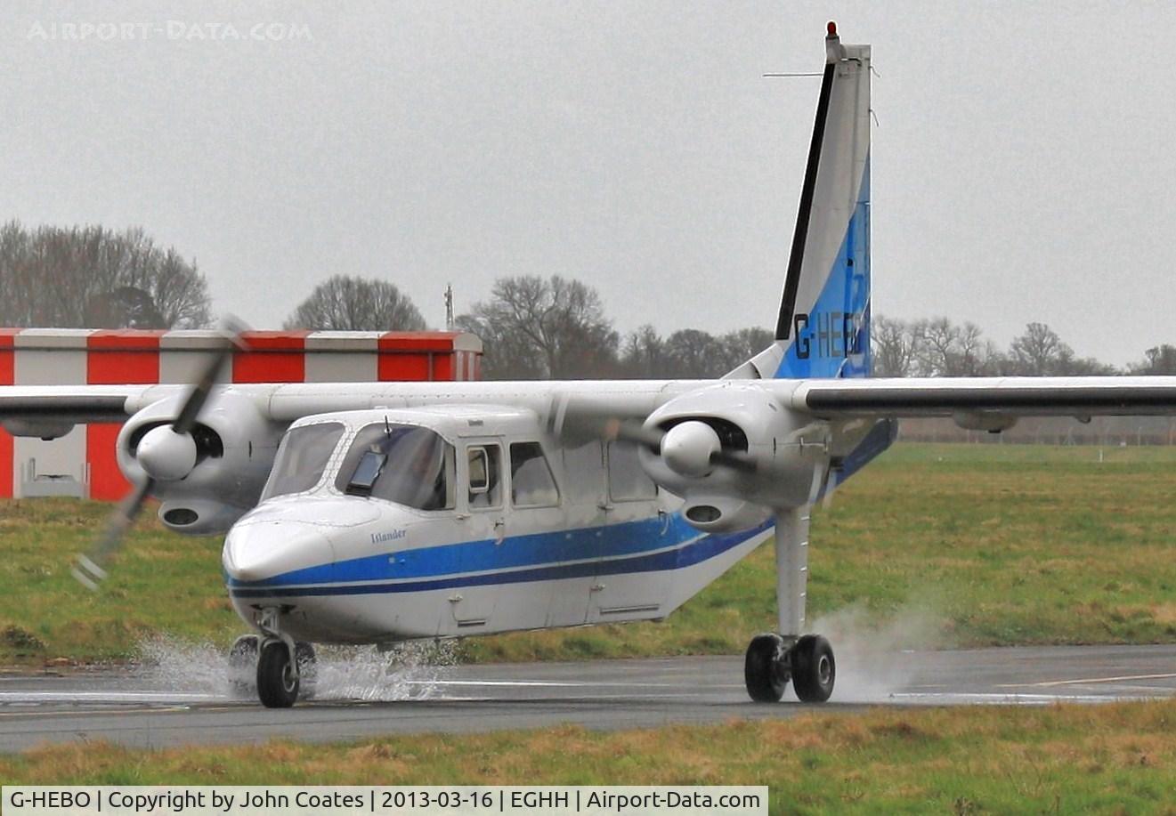 G-HEBO, 1993 Pilatus Britten-Norman BN-2B-20 Islander C/N 2268, Arriving after heavy rain
