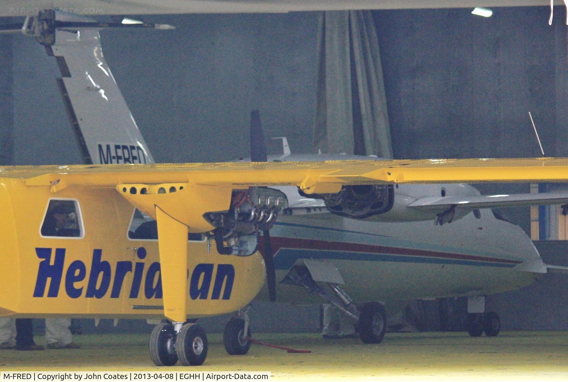 M-FRED, 2001 Piaggio P-180 Avanti C/N 1042, ex D-IXIE just entered paintshop, behind Islander G-HEBO being finished off.