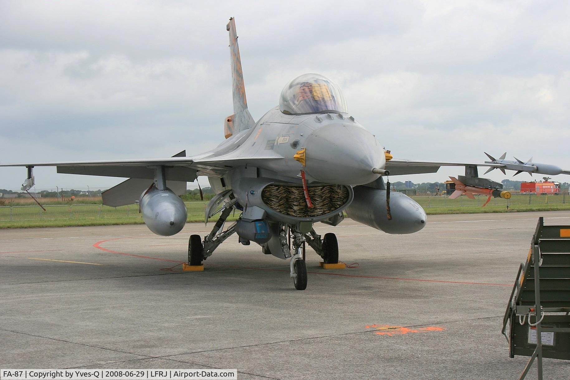 FA-87, SABCA F-16AM Fighting Falcon C/N 6H-87, General Dynamics (SABCA) F-16AM Fighting Falcon, NATO Tiger Meet 2008, Landivisiau Naval Air Base (LFRJ)