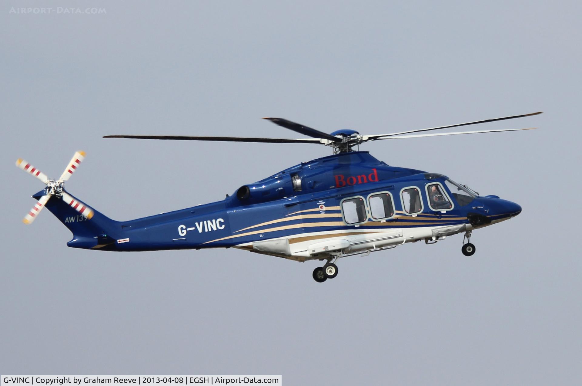 G-VINC, 2013 AgustaWestland AW-139 C/N 31478, About to touch down.