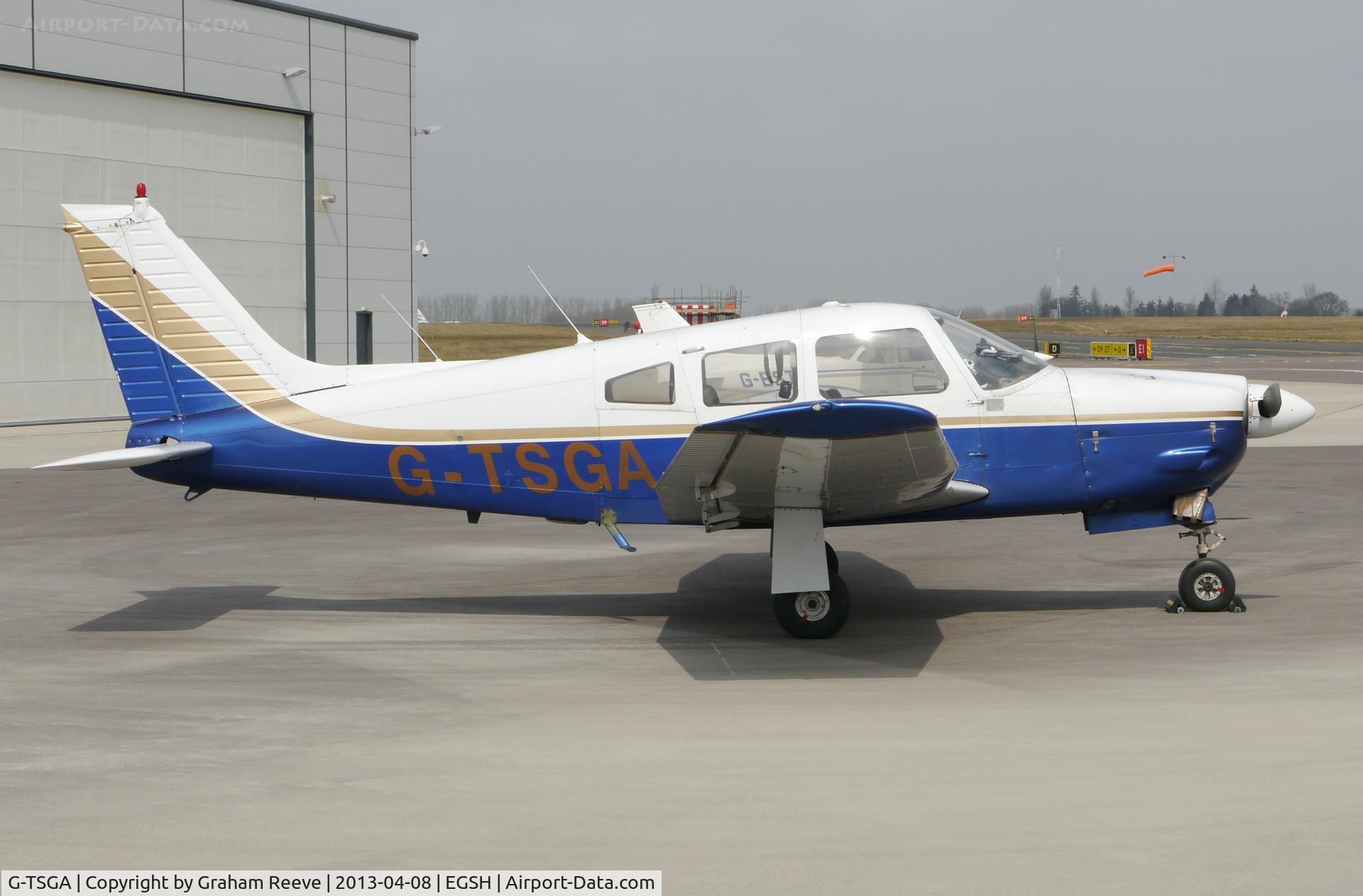 G-TSGA, 1977 Piper PA-28R-201 Cherokee Arrow III C/N 28R-7737082, Parked at Norwich.