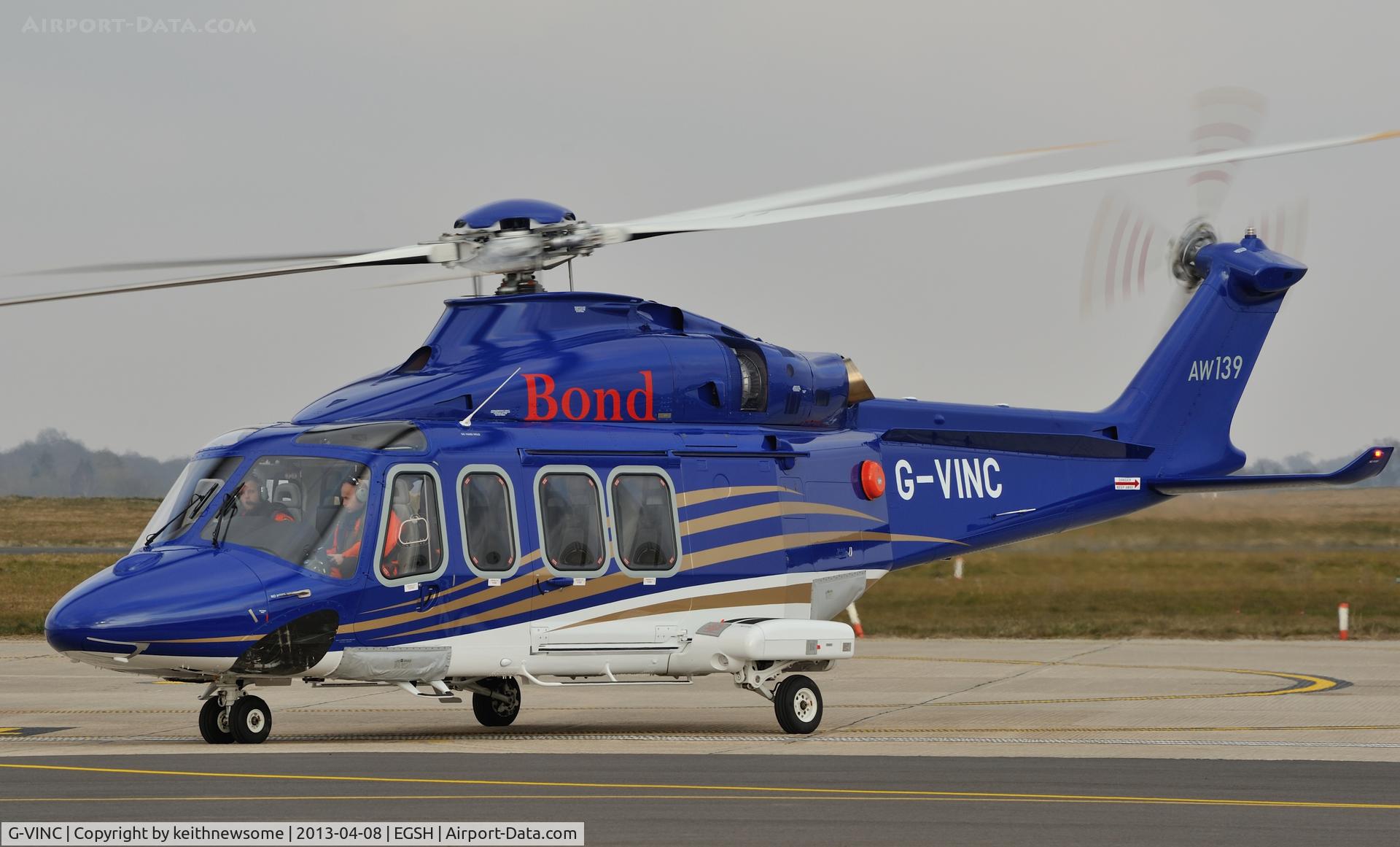 G-VINC, 2013 AgustaWestland AW-139 C/N 31478, About to depart on it's first revenue earning flight !