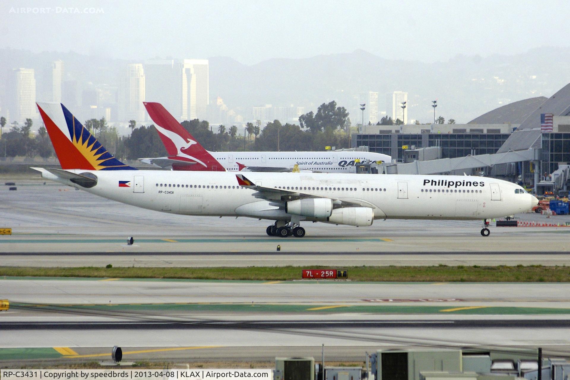 RP-C3431, Airbus A340-313X C/N 176, Philippine Airlines early arrival into LAX