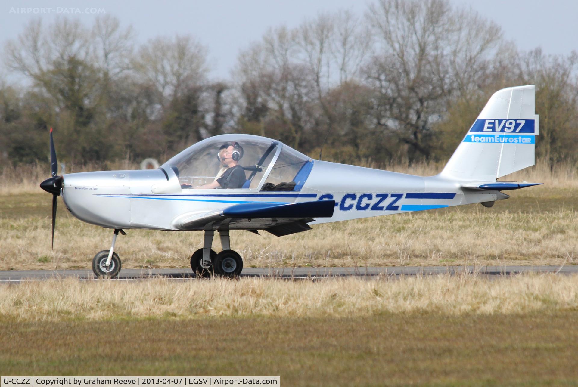 G-CCZZ, 2004 Aerotechnik EV-97 Eurostar C/N PFA 315-14158, Just landed.