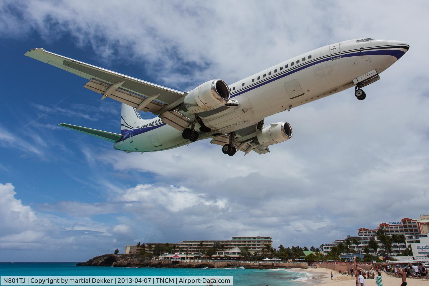 N801TJ, 1990 Boeing 737-4B7 C/N 24892, landing SXM