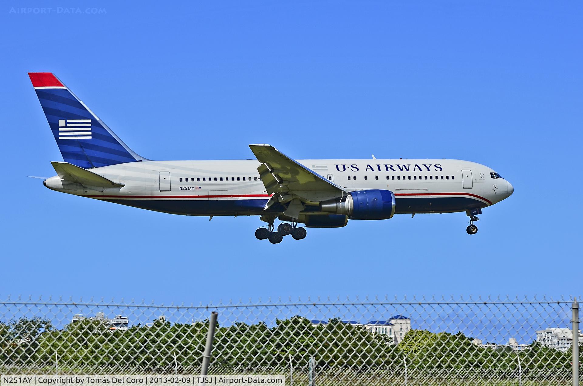 N251AY, 1990 Boeing 767-2B7 C/N 24764, N251AY US Airways 1990 Boeing 767-2B7 C/N 24764

San Juan - Luis Muñoz Marin International (SJU / TJSJ)
Puerto Rico, February 9, 2013
Tomás Del Coro