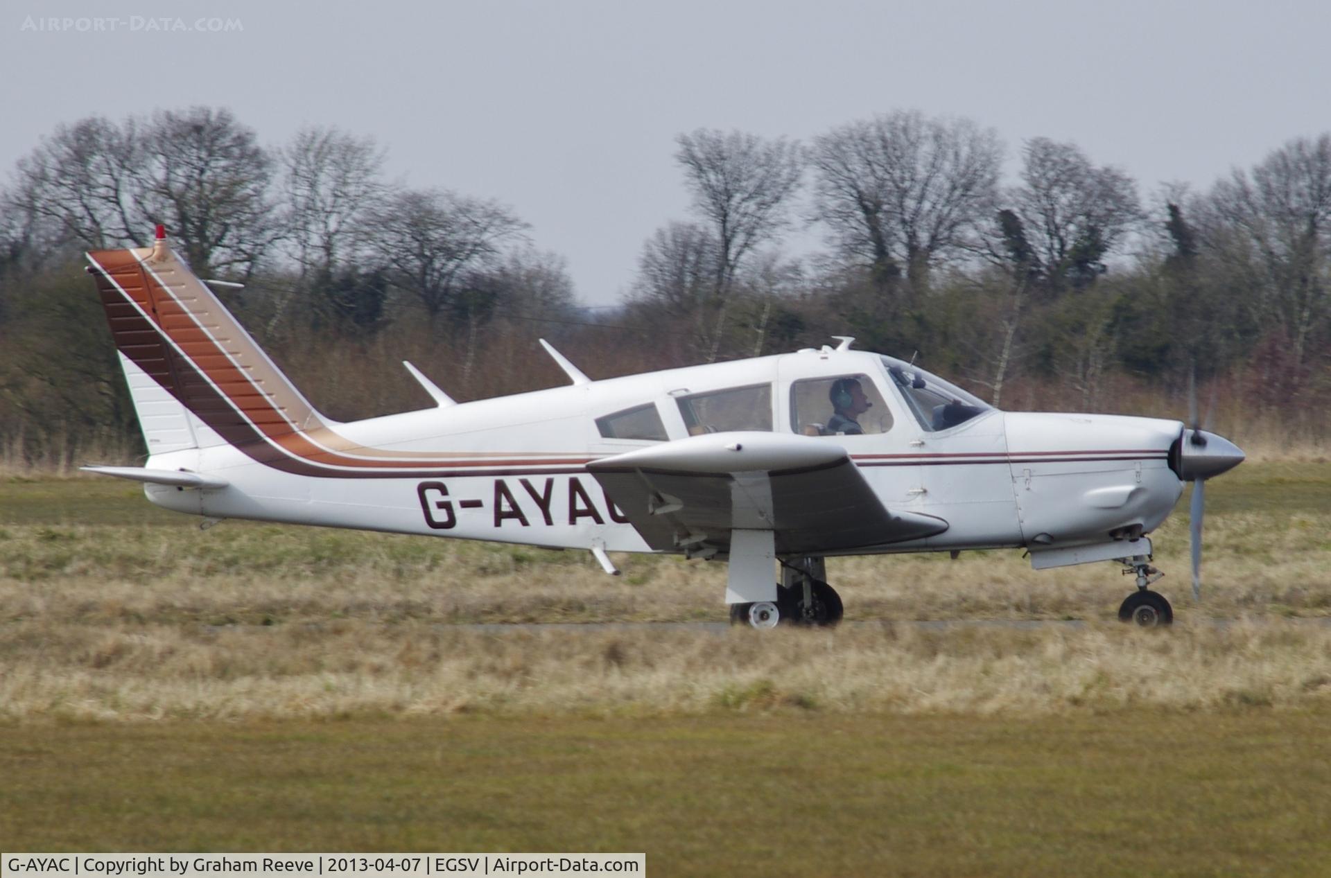 G-AYAC, 1969 Piper PA-28R-200 Cherokee Arrow C/N 28R-35606, Just landed.