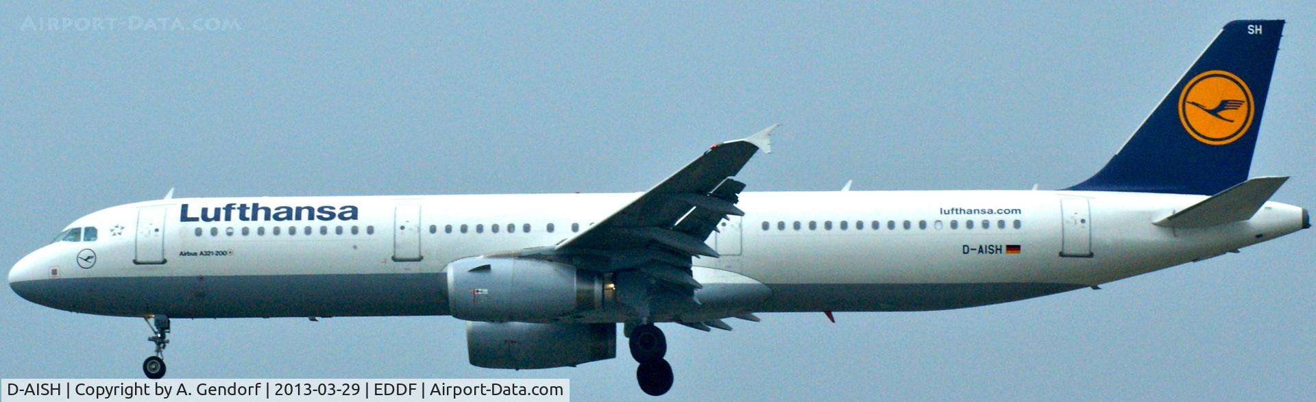 D-AISH, 2007 Airbus A321-231 C/N 3265, Lufthansa, on short finals at Frankfurt Int´l (EDDF)