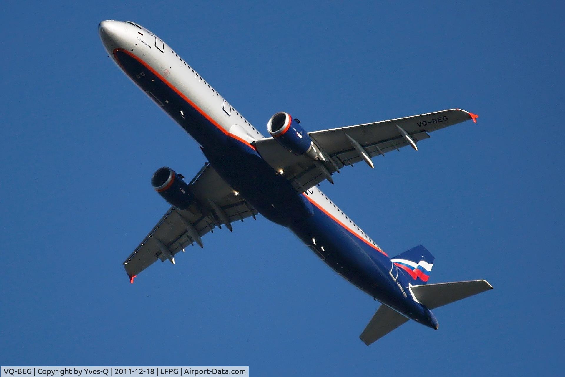 VQ-BEG, 2009 Airbus A321-211 C/N 4116, Airbus A321-211, Take off rwy 27R, Roissy Charles De Gaulle Airport (LFPG-CDG)