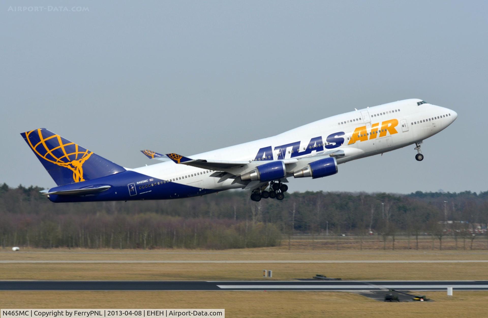 N465MC, 1990 Boeing 747-446 C/N 24784, Atlas B744 taking-off for Austin, TX.