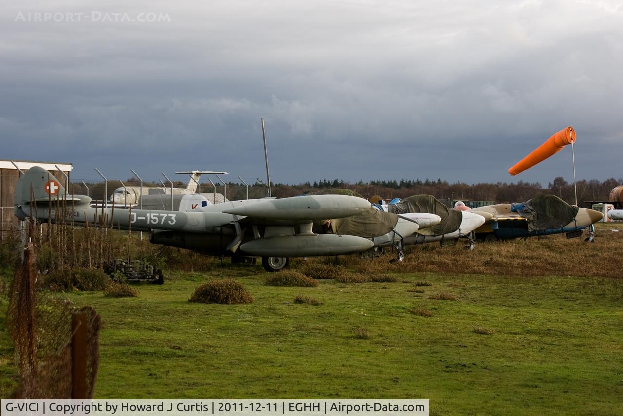 G-VICI, 1955 De Havilland (F+W Emmen) DH-112 Venom FB.50 C/N 783, One of six Venoms stored here. All were transported to Ireland in early 2013.