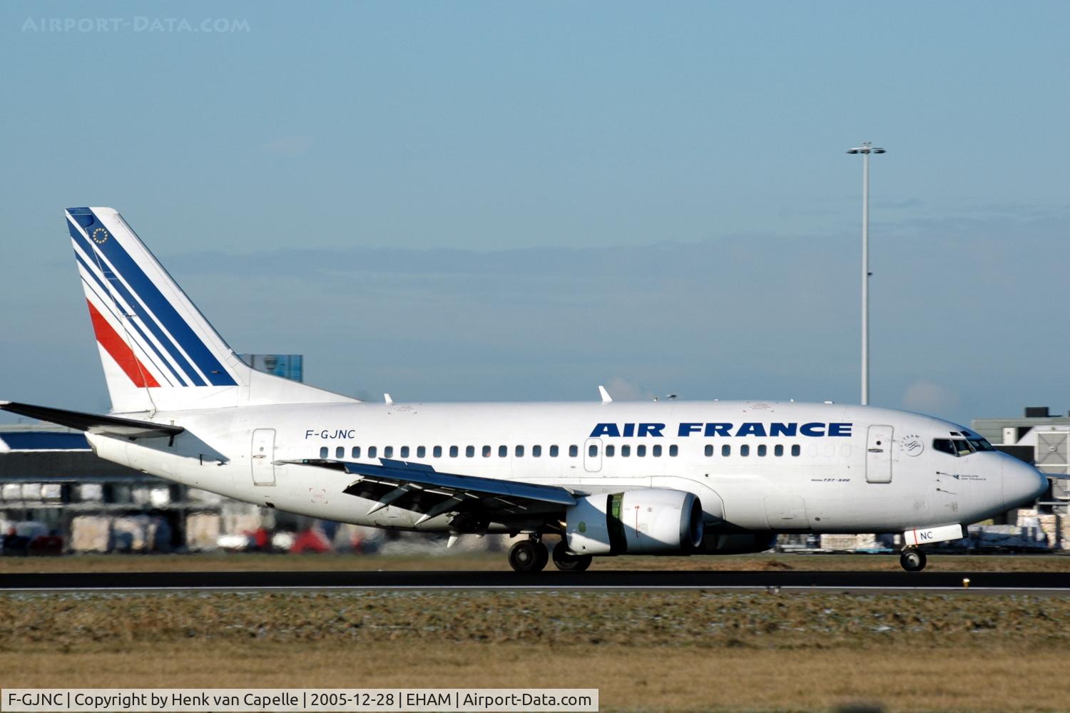 F-GJNC, 1991 Boeing 737-528 C/N 25228, Air France Boeing 737-500 landing at Amsterdam Schiphol airport, the Netherlands.