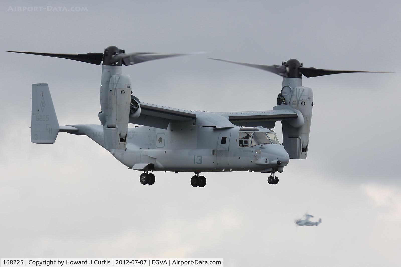 168225, 2012 Bell-Boeing MV-22B Osprey C/N D0175, Coded EH-13; 168226/EH-14 in the background. At RIAT 2012.
