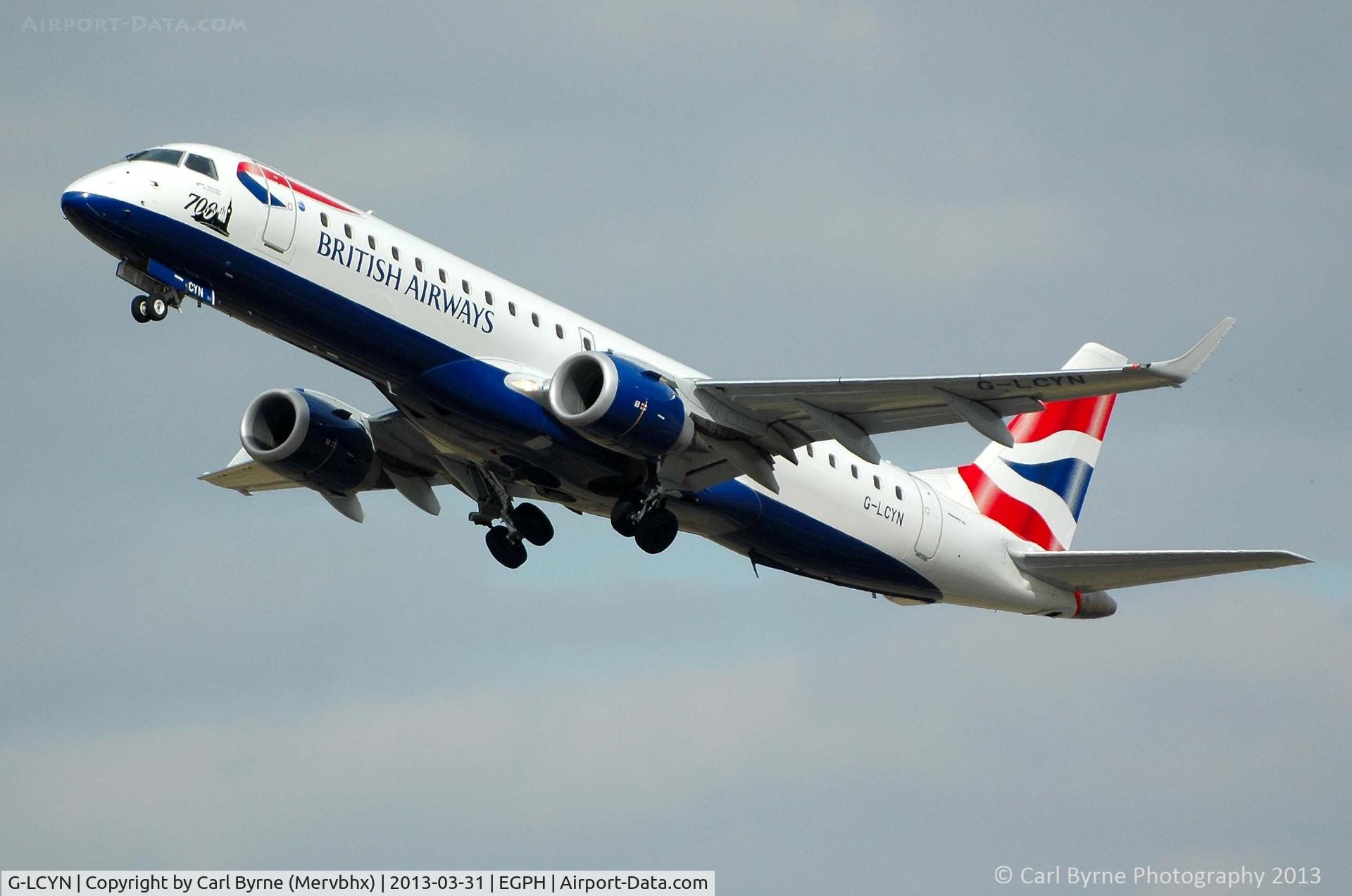 G-LCYN, 2010 Embraer 190SR (ERJ-190-100SR) C/N 19000392, Taken from the Ingliston showground.