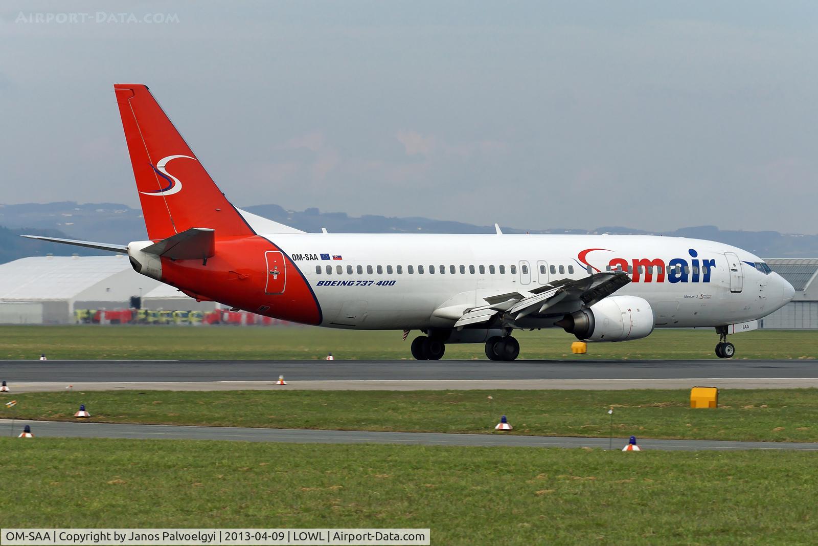 OM-SAA, 1992 Boeing 737-476 C/N 24439, Samair Boeing B737-476 landing in LOWL/LNZ