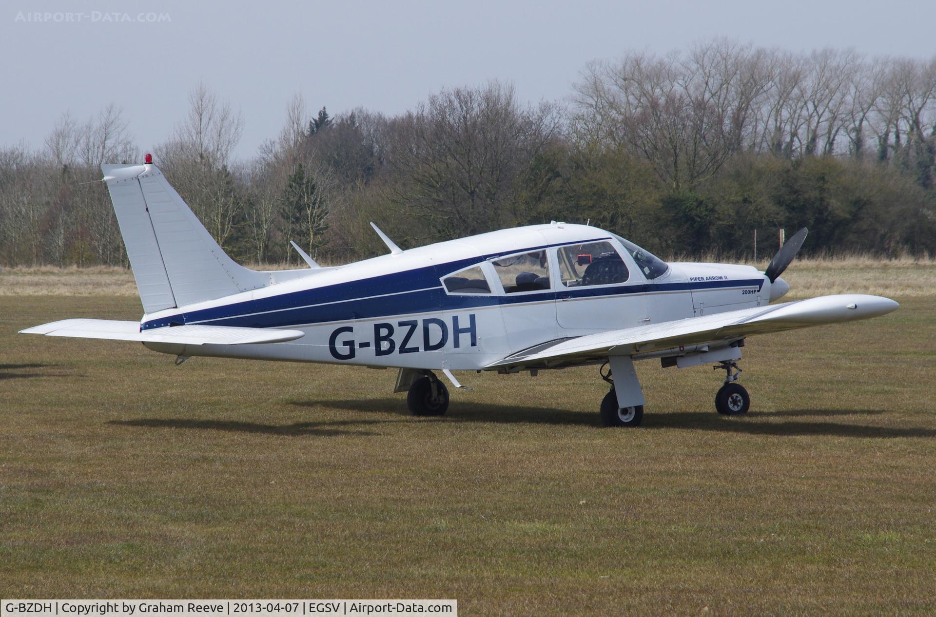 G-BZDH, 1972 Piper PA-28R-200 Cherokee Arrow C/N 28R-7235028, Parked at Old Buckenham.