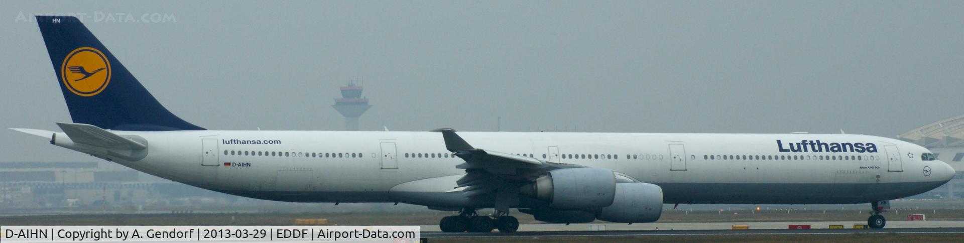 D-AIHN, 2006 Airbus A340-642 C/N 763, Lufthansa, seen here on RWY 18 at Frankfurt Int´l (EDDF)
