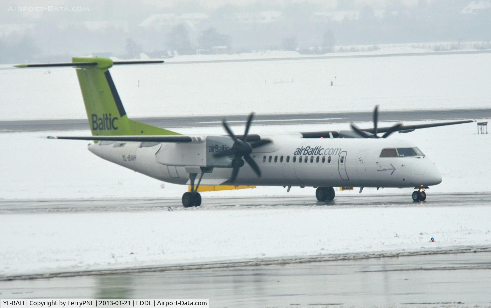 YL-BAH, 2010 De Havilland Canada DHC-8-402Q Dash 8 C/N 4296, Air Baltic Dash 8 in a winter landscape.