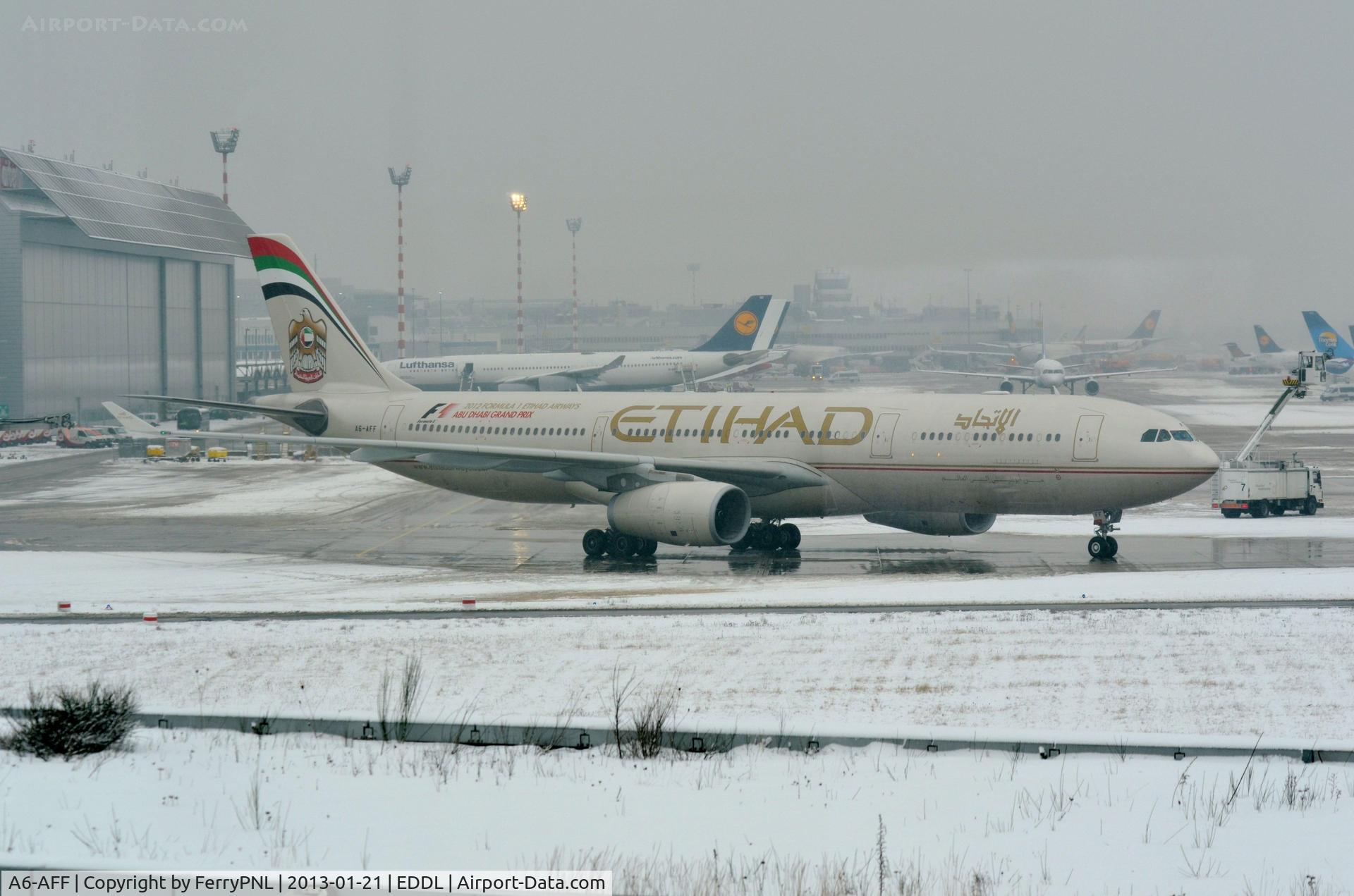A6-AFF, 2011 Airbus A330-343X C/N 1245, Etihad A333 lining up for its de-icing treatment.
