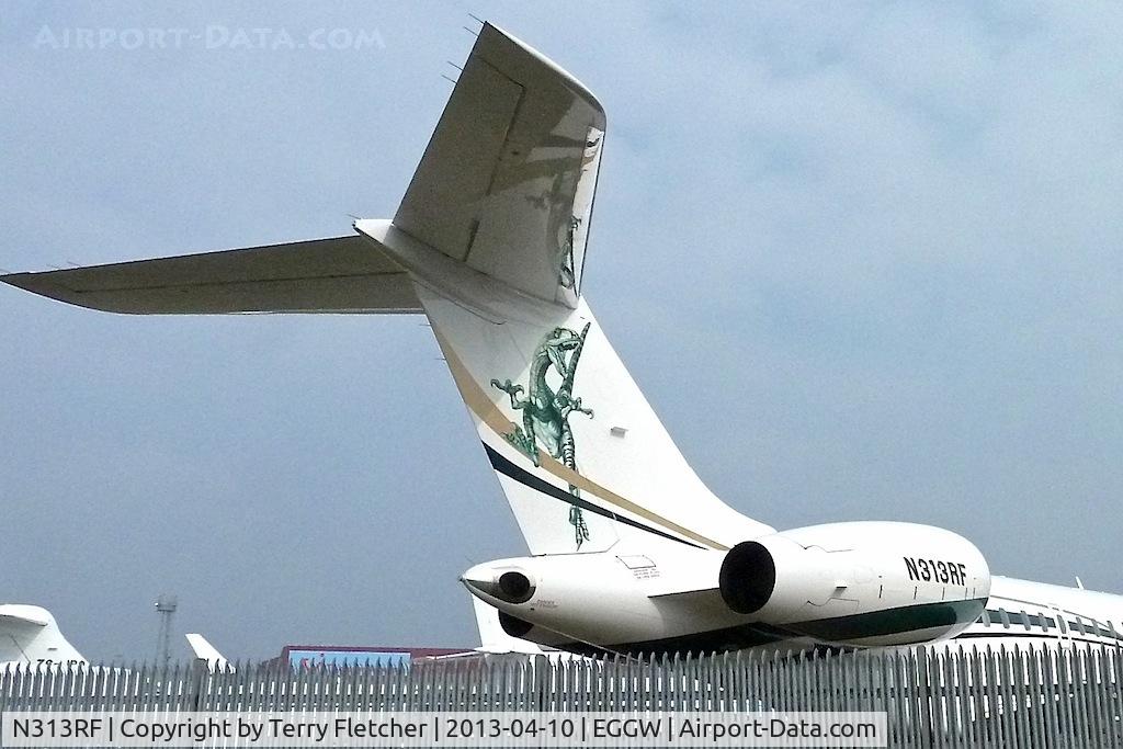 N313RF, 2006 Bombardier BD-700-1A10 Global Express C/N 9194, Unusual Tail art on 2006 Bombardier BD-700-1A10, c/n: 9194 at Luton
