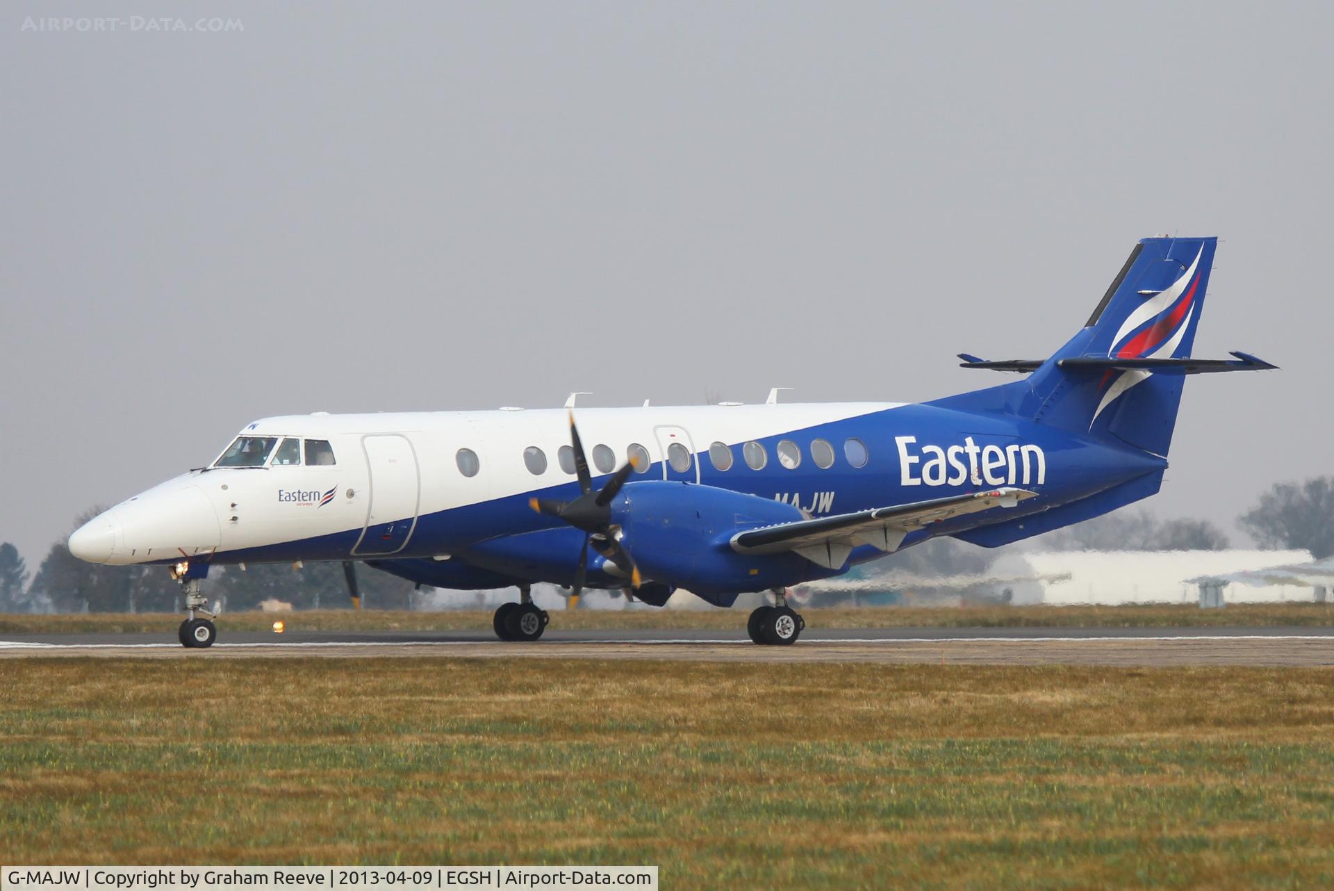 G-MAJW, 1993 British Aerospace Jetstream 41 C/N 41015, About to deparat from Norwich.