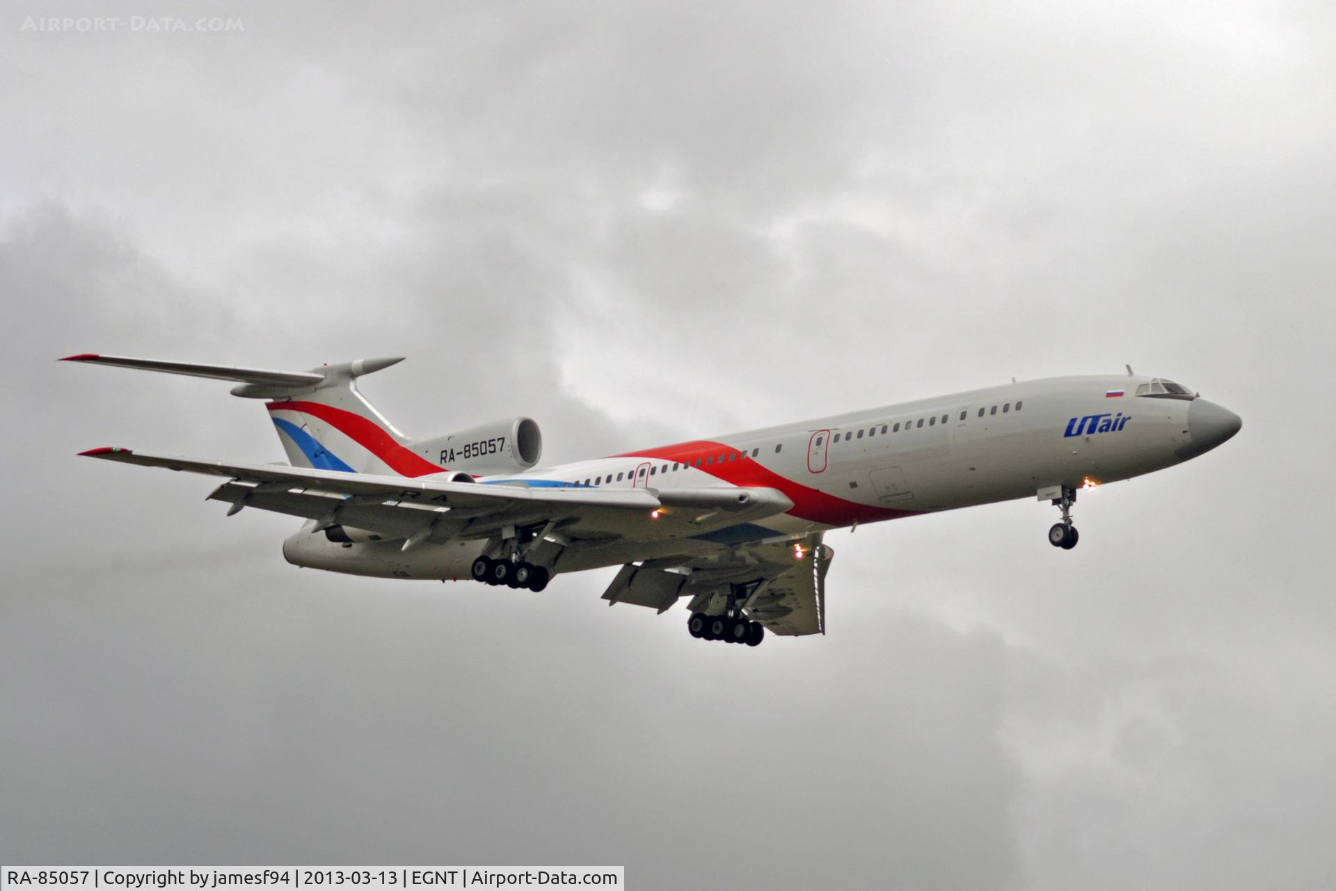 RA-85057, 1989 Tupolev Tu-154M C/N 07A1001, this aircraft had arrived to bring in Anzhi Makhachkala form Moscow to play Newcastle united this was the first TU154 to visit Newcastle for7 year