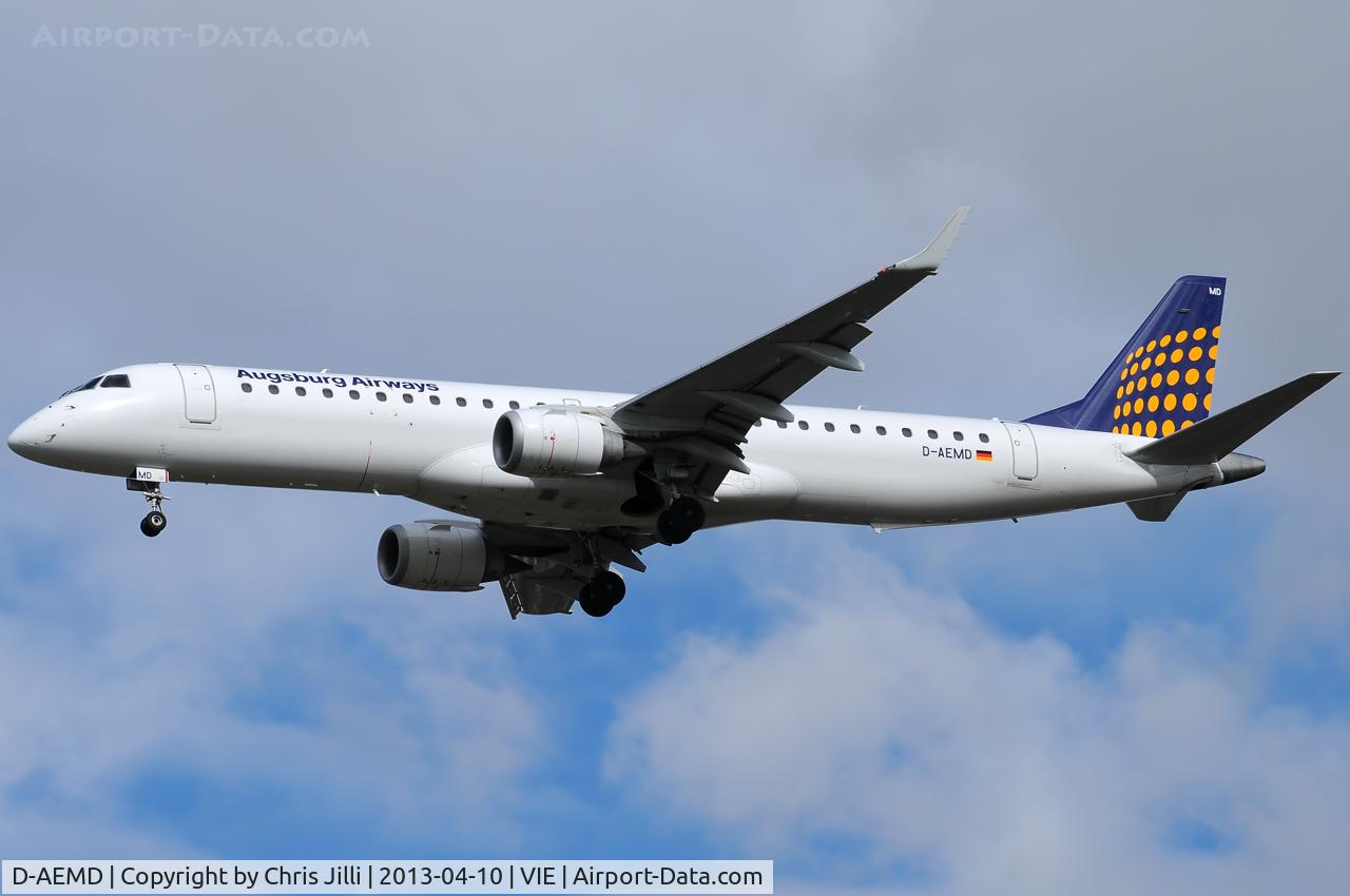 D-AEMD, 2009 Embraer 195LR (ERJ-190-200LR) C/N 19000305, Augsburg Airways