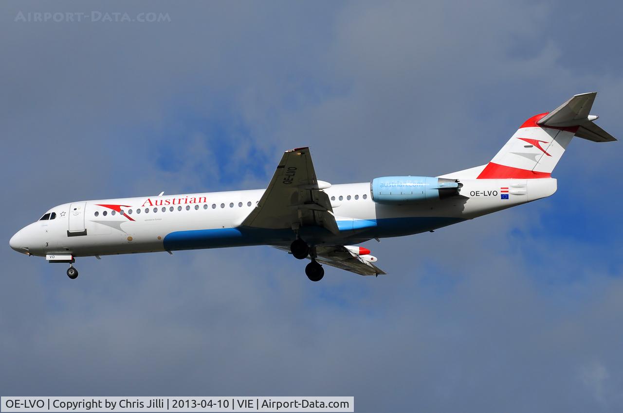 OE-LVO, 1993 Fokker 100 (F-28-0100) C/N 11460, Austrian Airlines