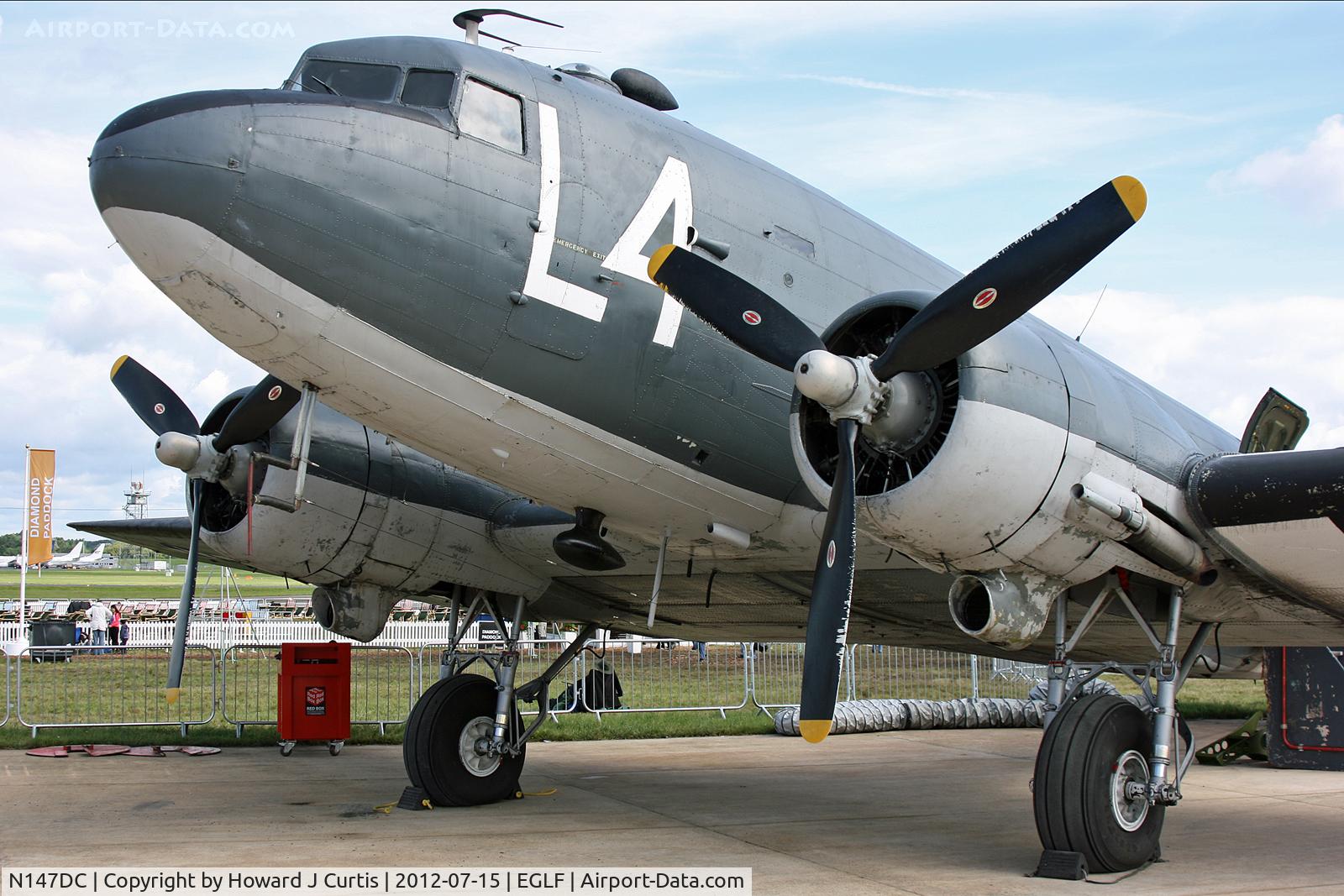 N147DC, 1943 Douglas C-47A-75-DL Skytrain C/N 19347, In the static display at the Farnborough Air Show.