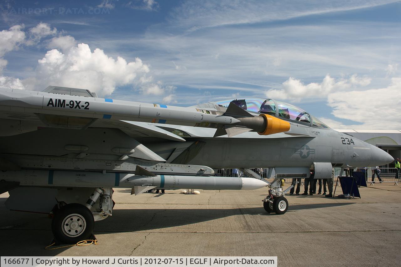 166677, Boeing F/A-18F Super Hornet C/N F155, In the static display at the Farnborough Air Show.
