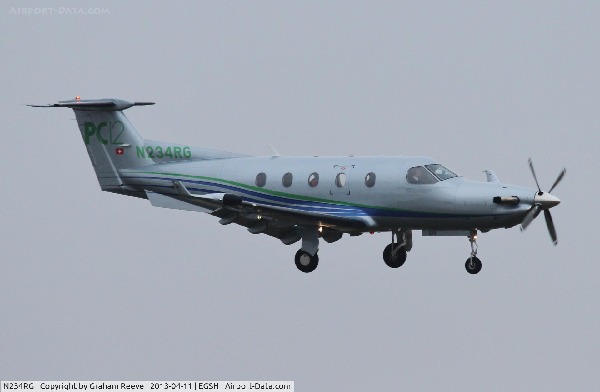 N234RG, 2003 Pilatus PC-12/45 C/N 520, About to land.