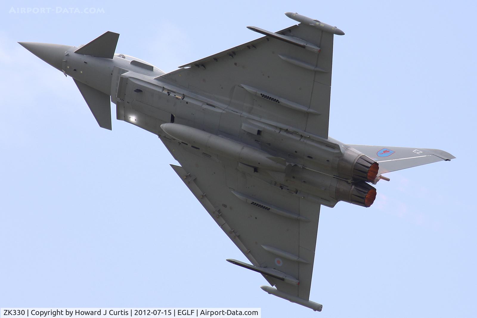 ZK330, 2011 Eurofighter EF-2000 Typhoon FGR.4 C/N BS091/340, EZ/6 Squadron. At the Farnborough Air Show 2012.