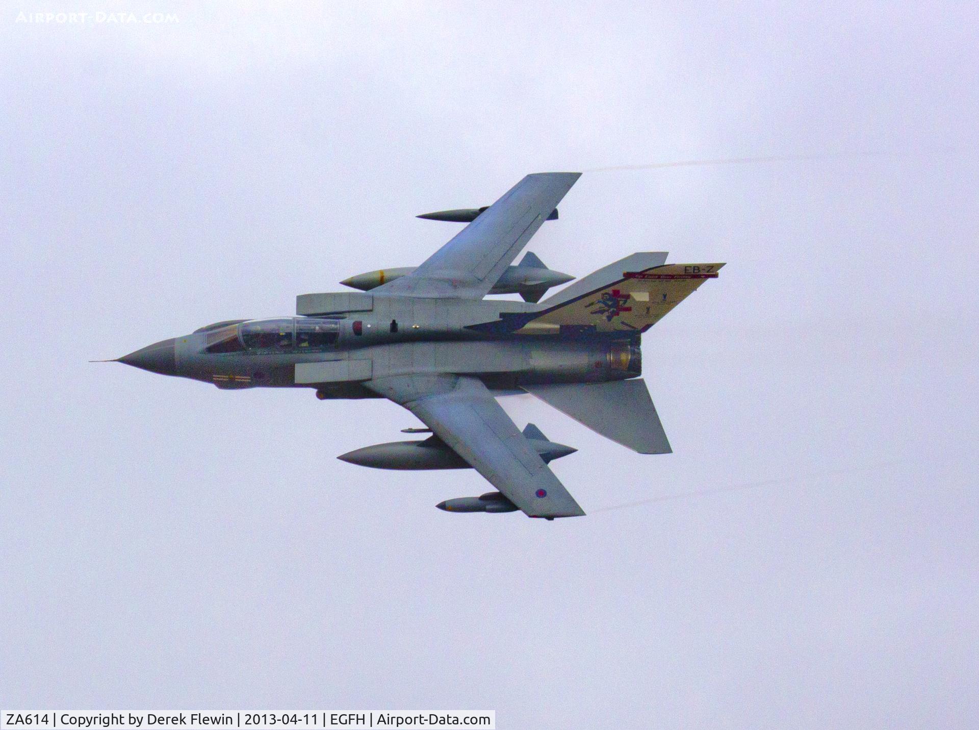 ZA614, 1982 Panavia Tornado GR.4 C/N 153/BS050/3078, Low and fast fly by at EGFH, Tail EB-Z, 41(R) 
Test and Evaluation Squadron RAF Coningsby.